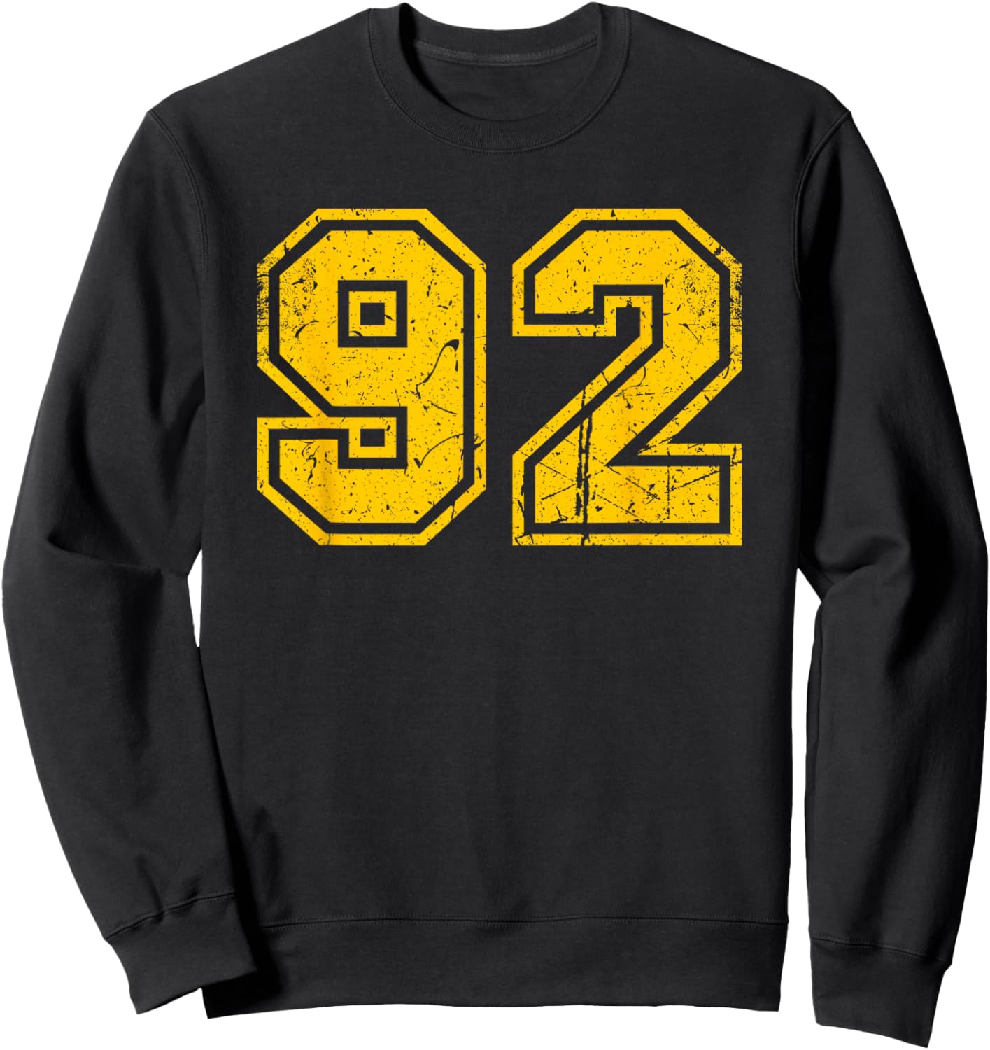 Vintage Yellow Sports Team Number 92 Sweatshirt - Sweatshirt | Black