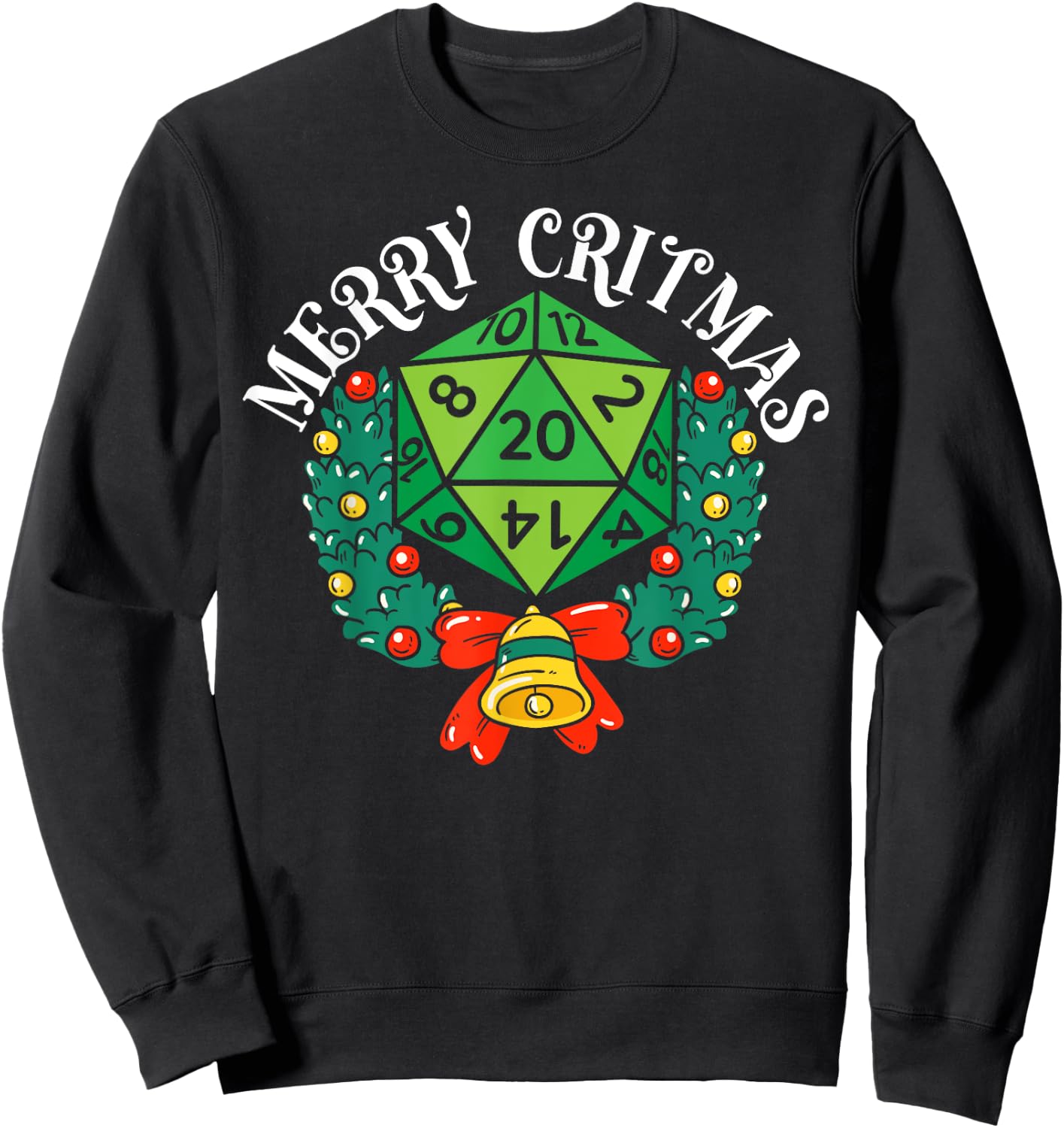 Merry Critmas RPG Gaming D20 Games Funny RPG Gamer Sweatshirt - Sweatshirt | Black
