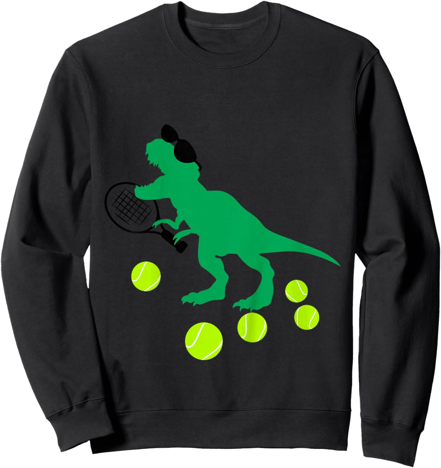 Boys Tennis Dinosaur for Toddler and Baby Dino Lover Sweatshirt - Sweatshirt | Black