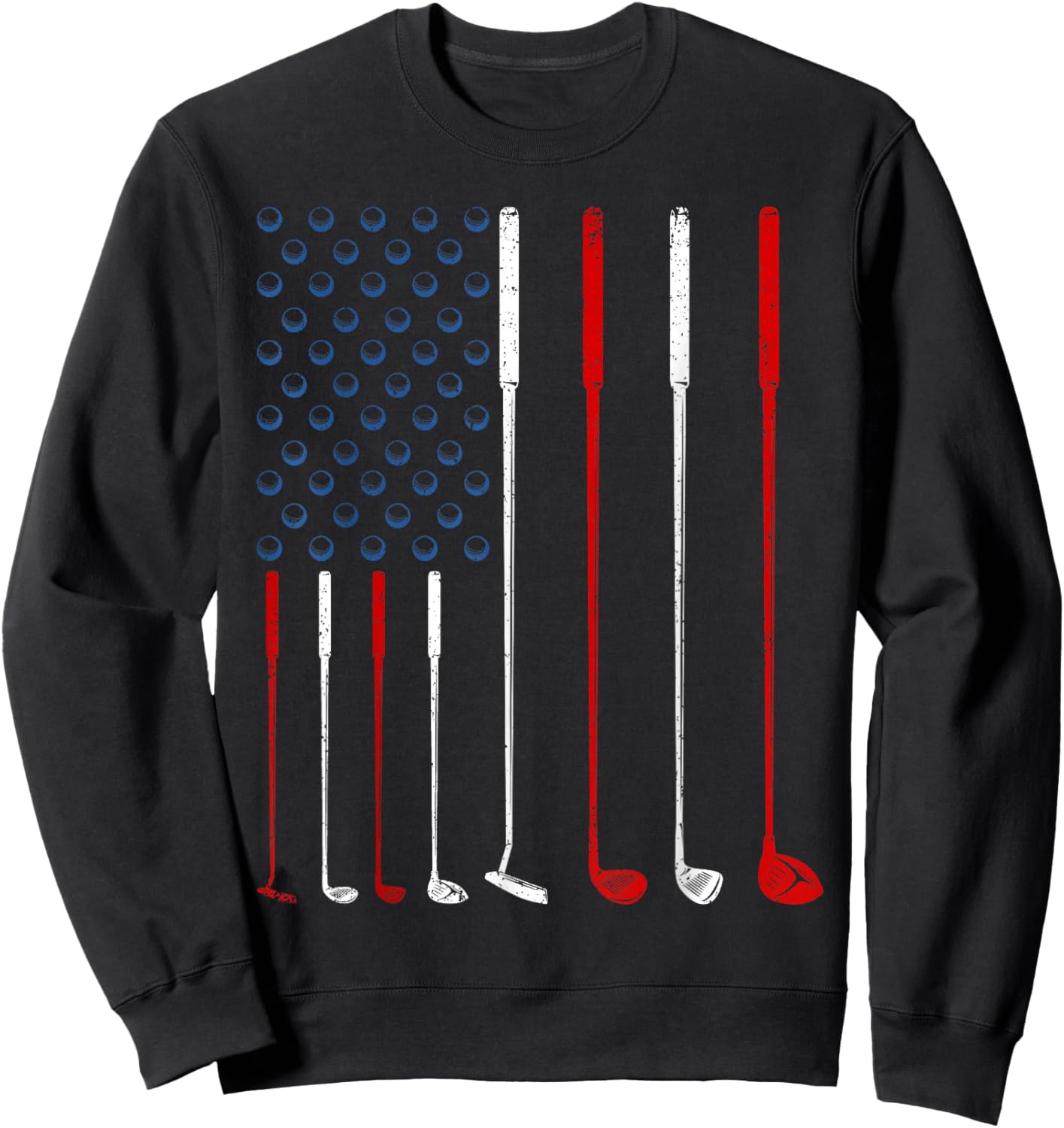 Golf Clubs American Flag Sweatshirt - Sweatshirt | Black