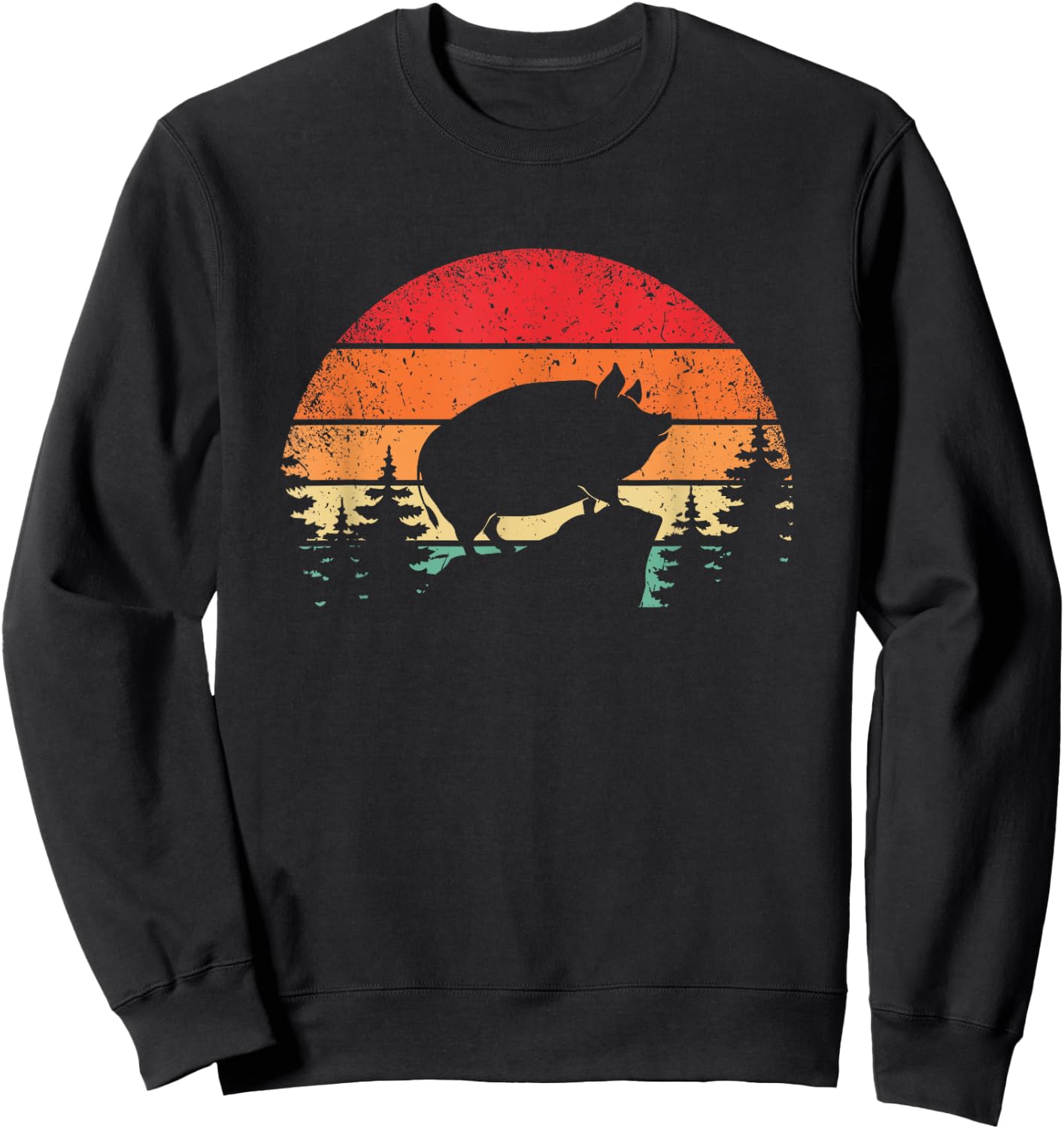 Retro pig pot belly pig Sweatshirt - Sweatshirt | Black