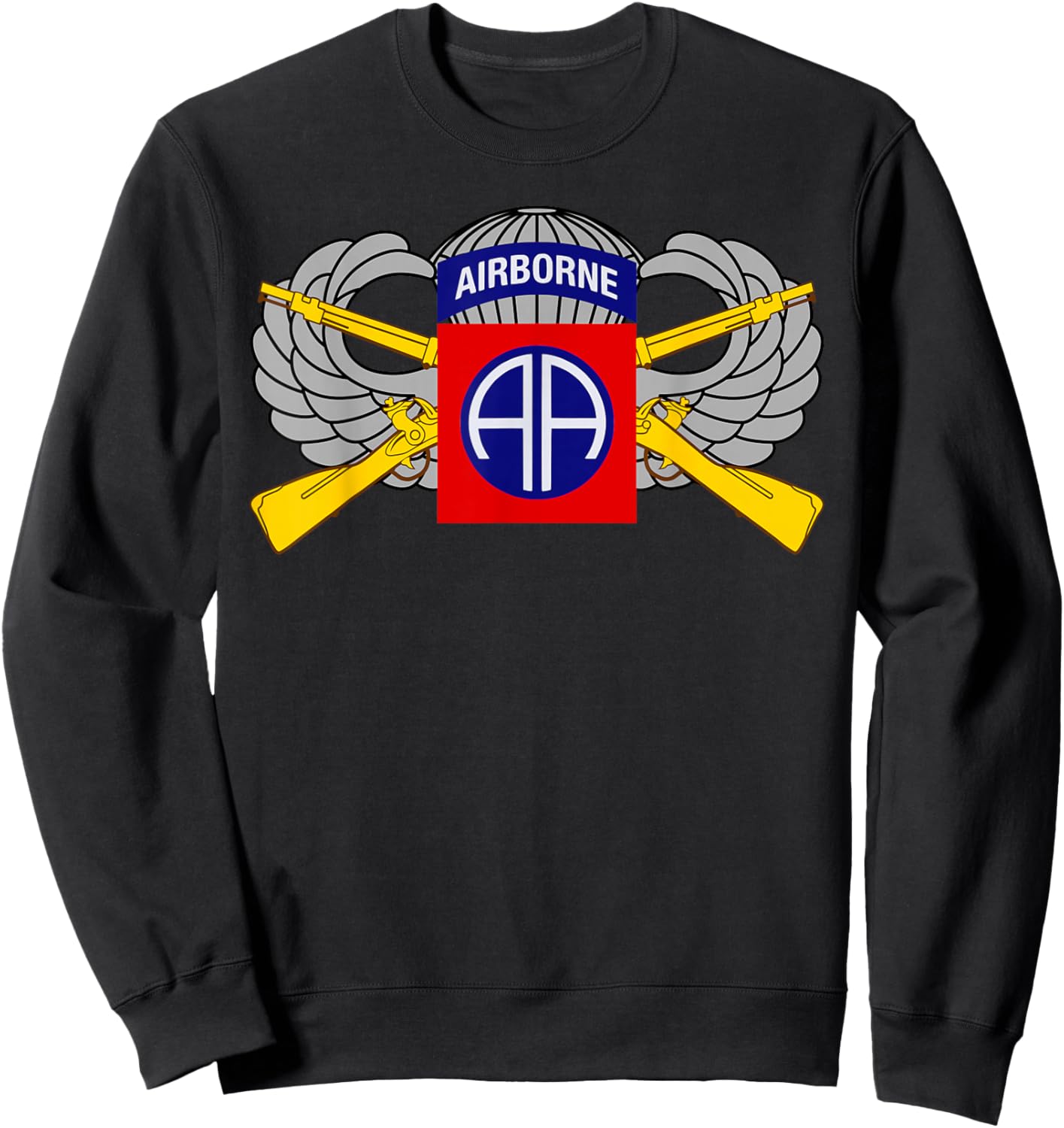 82nd Airborne - Infantry Rifles and Parachutist Wings Sweatshirt - Sweatshirt | Black