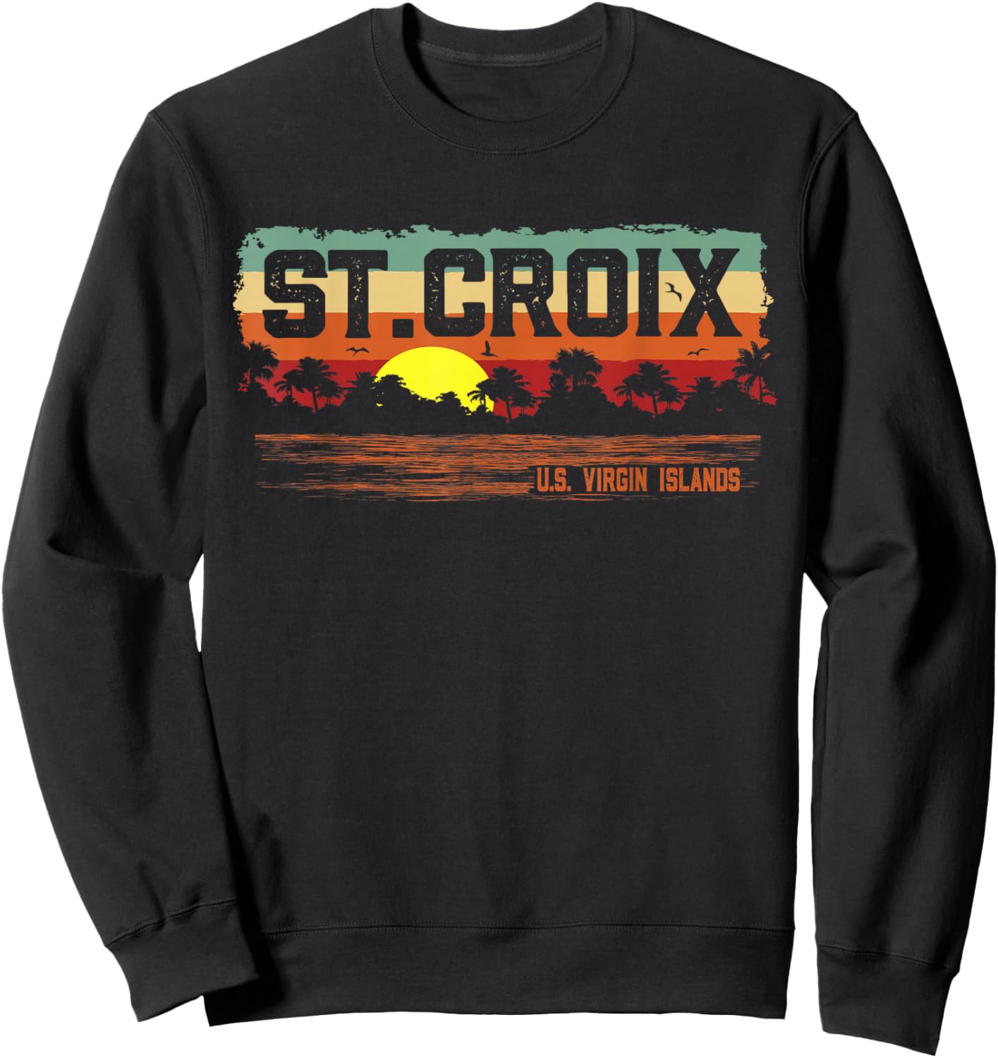 Vintage Sunset St. Croix USVI Sweatshirt - Sweatshirt | Black