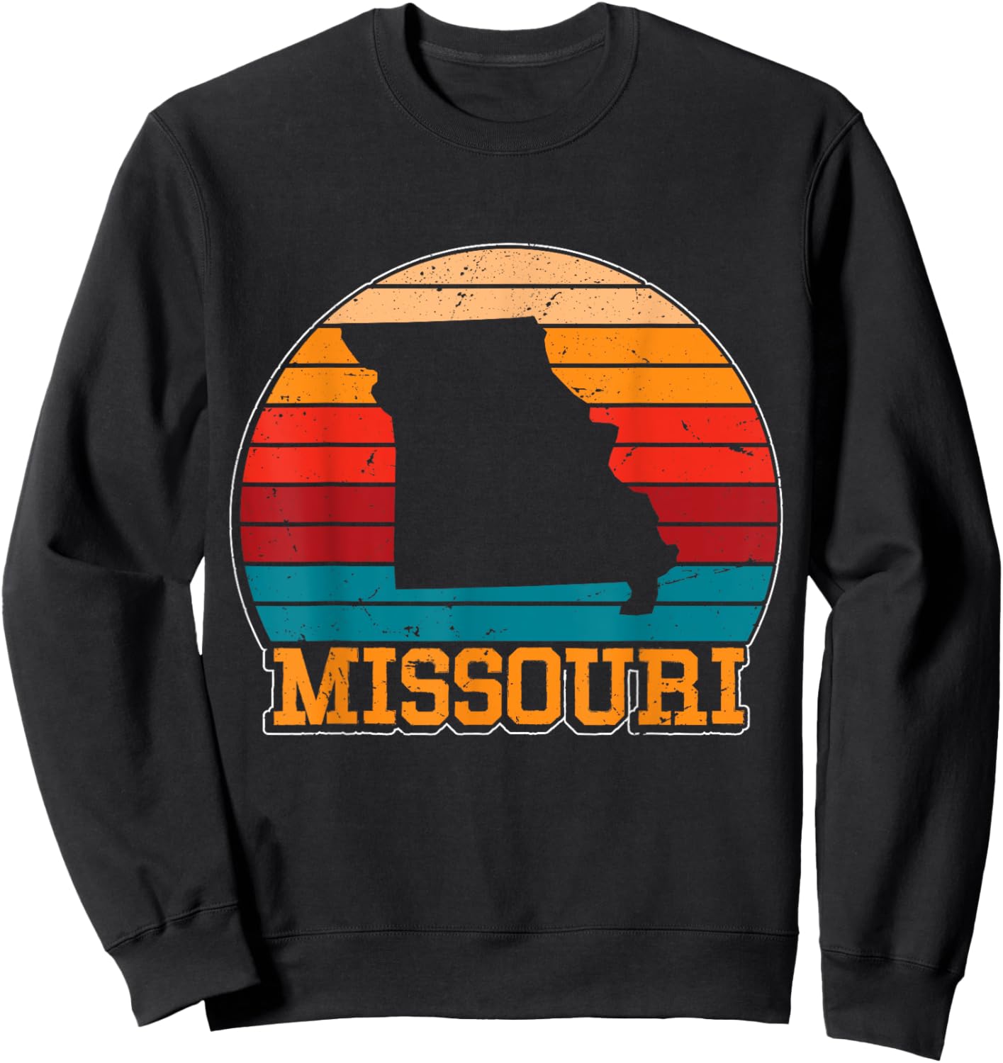 Missouri Retro Vintage Sunset US State Missouri Silhouette Sweatshirt - Sweatshirt | Black