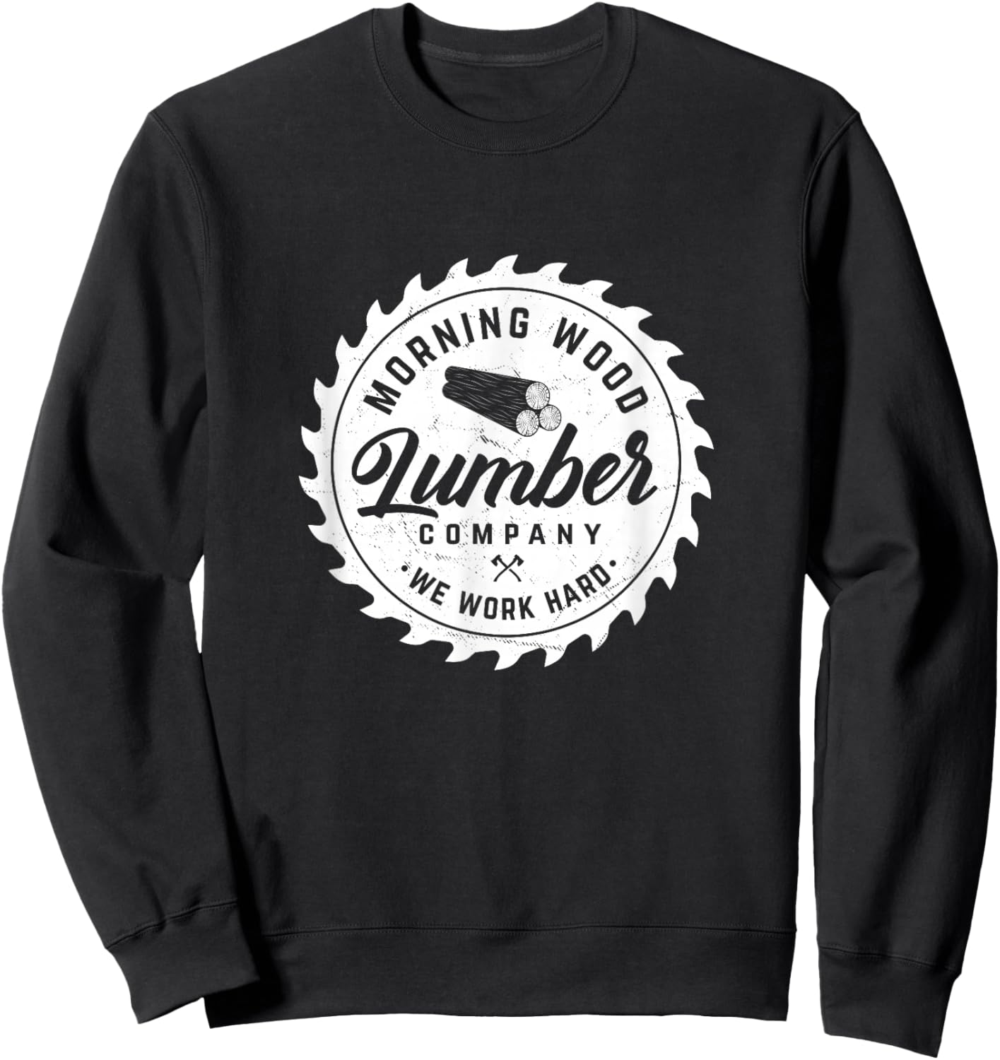 Retro Morning Wood Lumber Company Camping Woodman Small Sweatshirt - Sweatshirt | Black