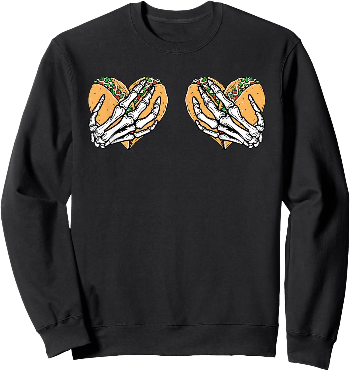 Funny Cinco De Mayo Taco Boobs Skull hands Sweatshirt - Sweatshirt | Black