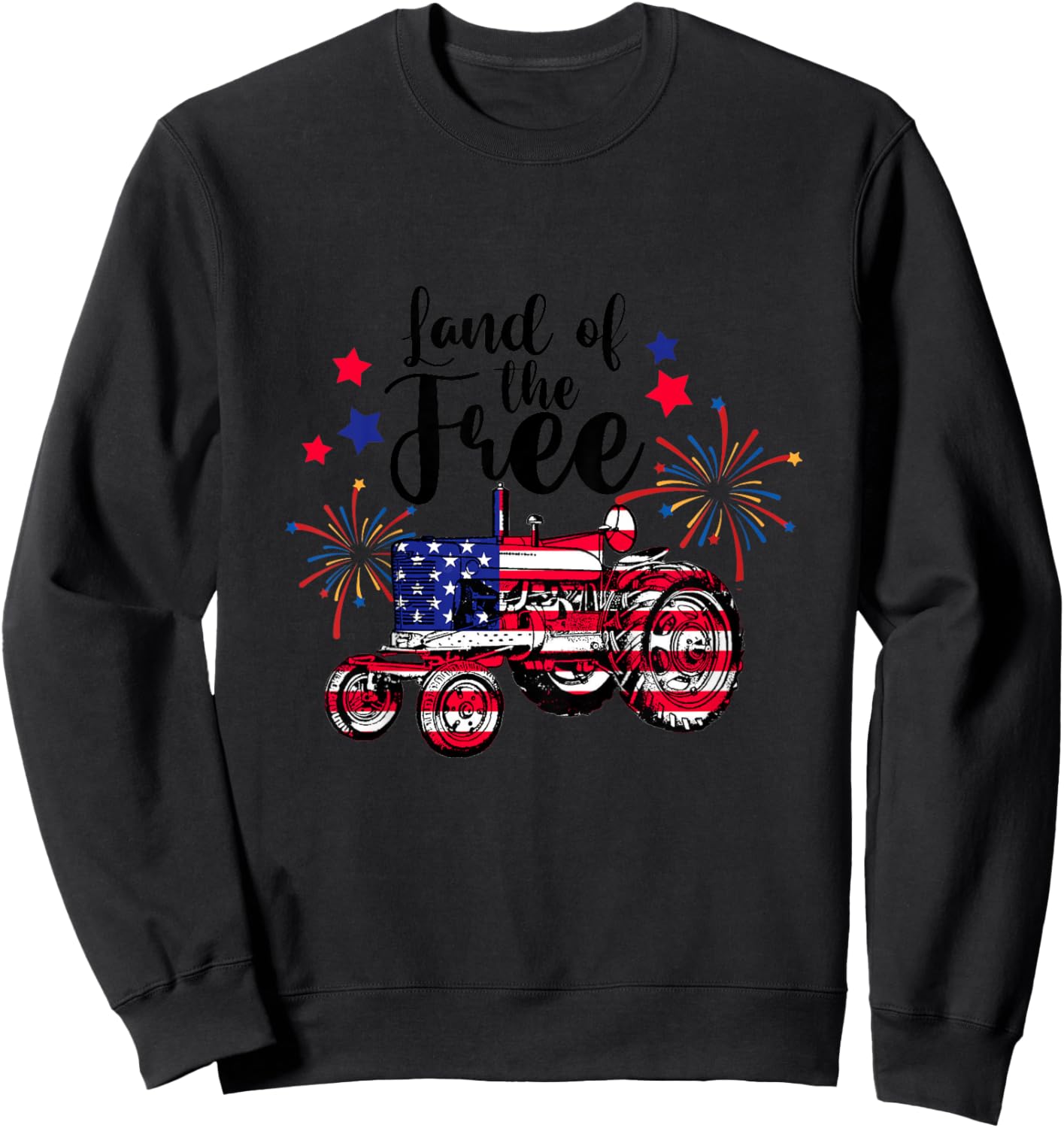 Land Of Free Cute Tractor Farmer Farm 4th Of July Toddler Sweatshirt - Sweatshirt | Black