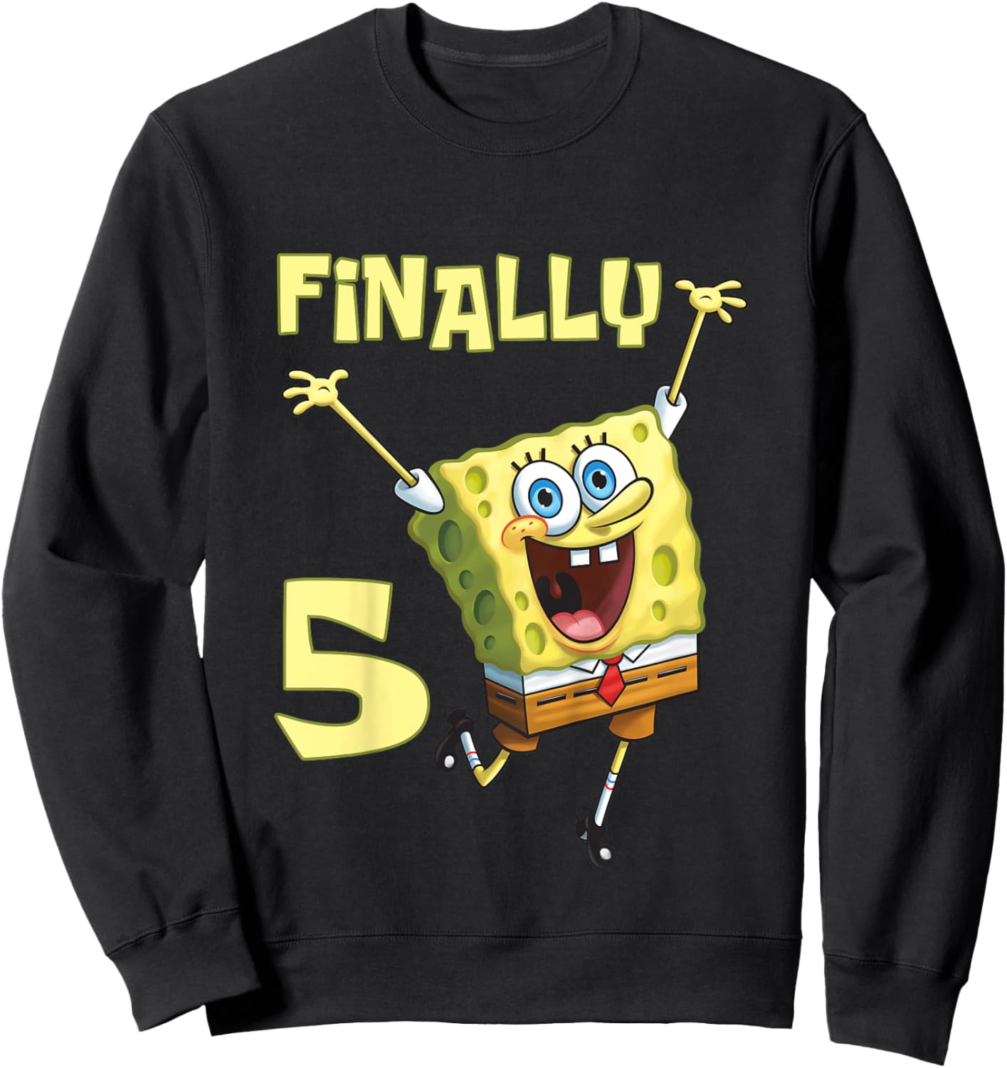 Mademark x SpongeBob SquarePants - Kids Original SpongeBob Square Pants - 5th Birthday. Finally 5. Sweatshirt - Sweatshirt | Black