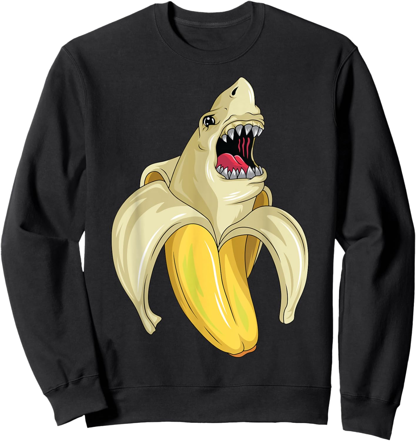Shark Themed Banana Party Banana Shark Party Banana Themed Sweatshirt - Sweatshirt | Black