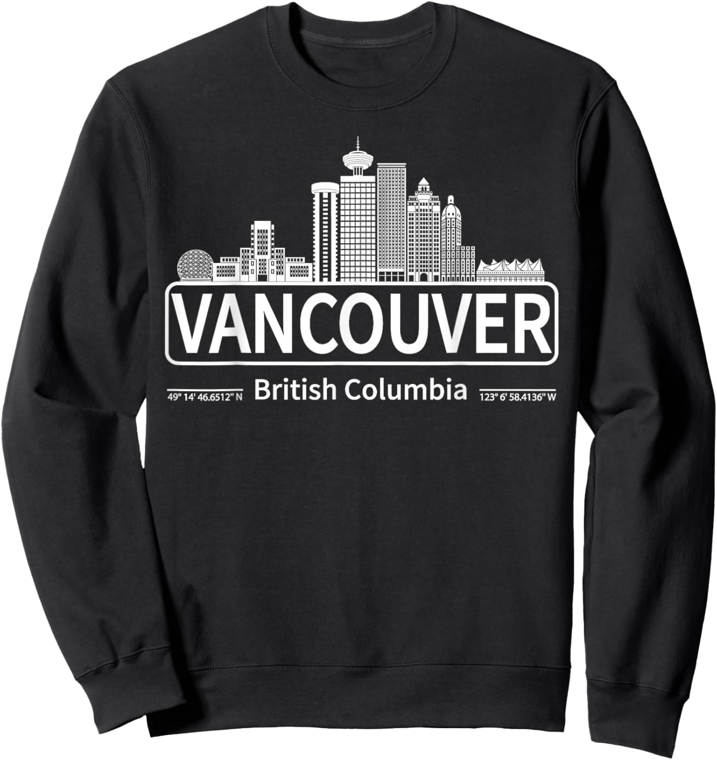 Vancouver British Columbia Skyline Travel to Vancouver Love Sweatshirt - Sweatshirt | Black
