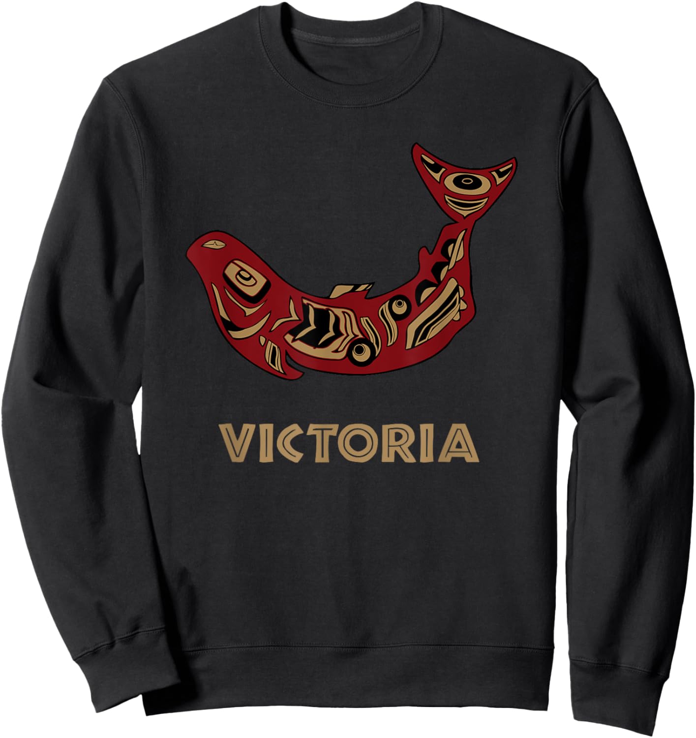 Victoria British Columbia Native Fisherman Salmon BC Canada Sweatshirt - Sweatshirt | Black