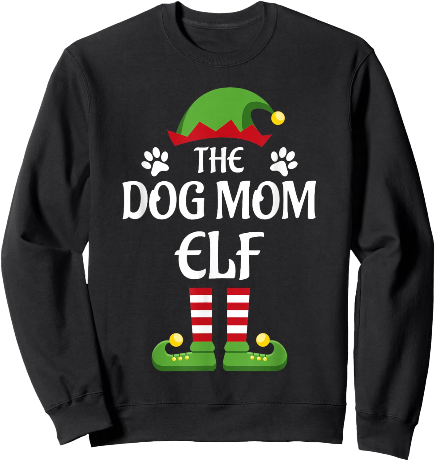 The Dog Mom Elf Family Matching Group Christmas Sweatshirt - Sweatshirt | Black