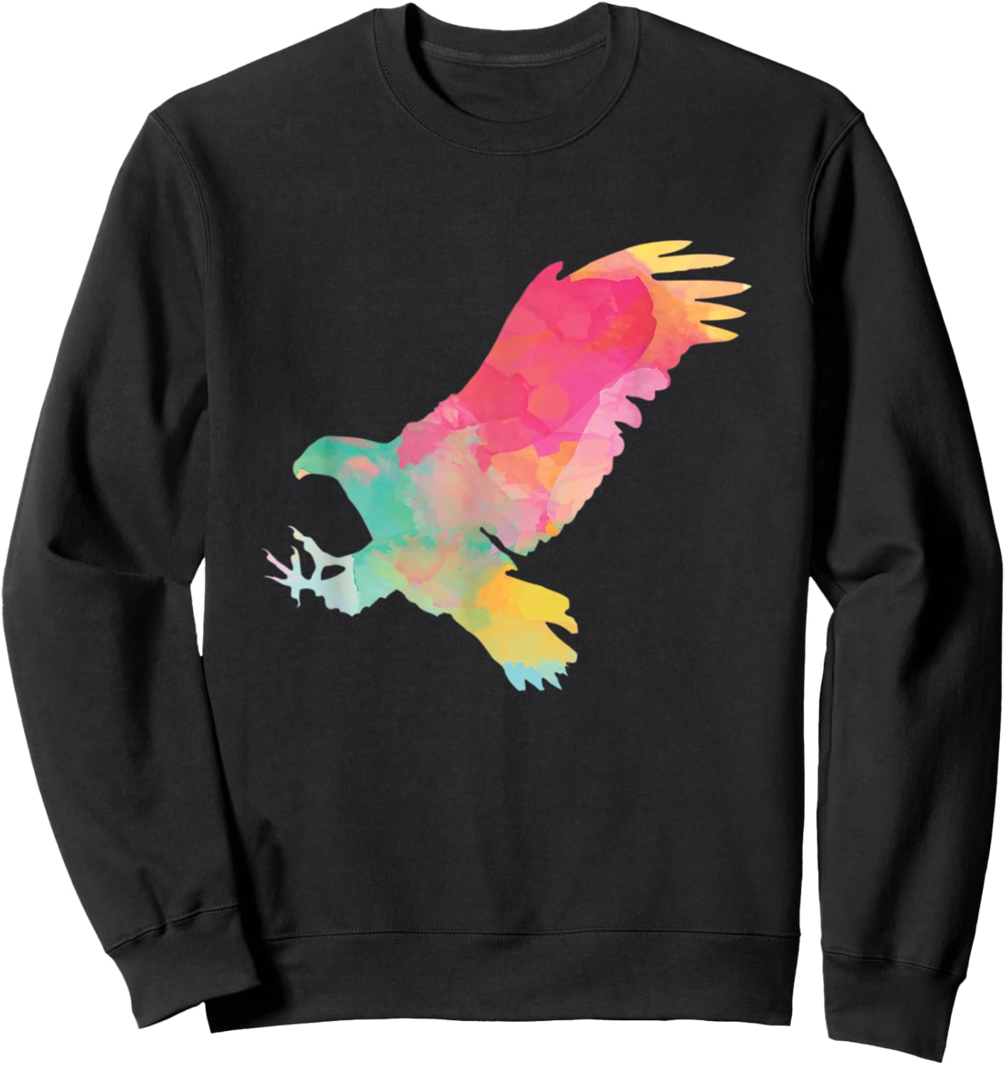 Watercolor Flying Hawk Colorful Birders Bird Watching Sweatshirt - Sweatshirt | Black