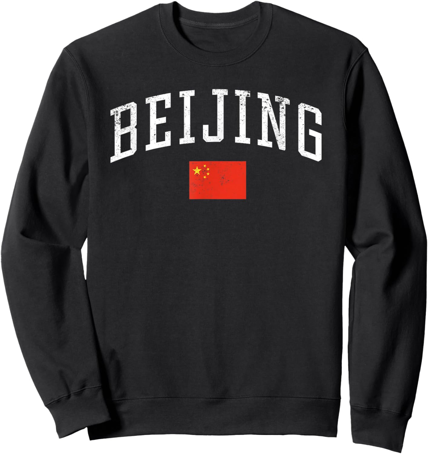 Vintage Beijing China Country Flag Souvenir Vacation Sweatshirt - Sweatshirt | Black