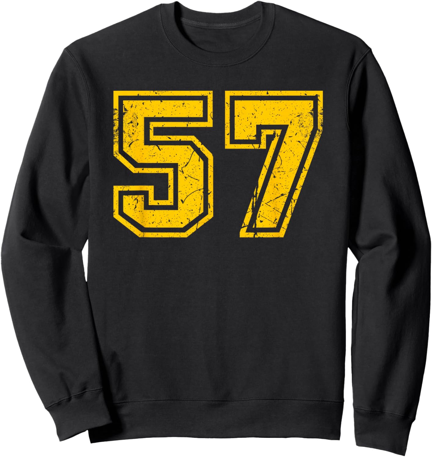 Number #57 Sport Yellow Vintage Number Sweatshirt - Sweatshirt | Black