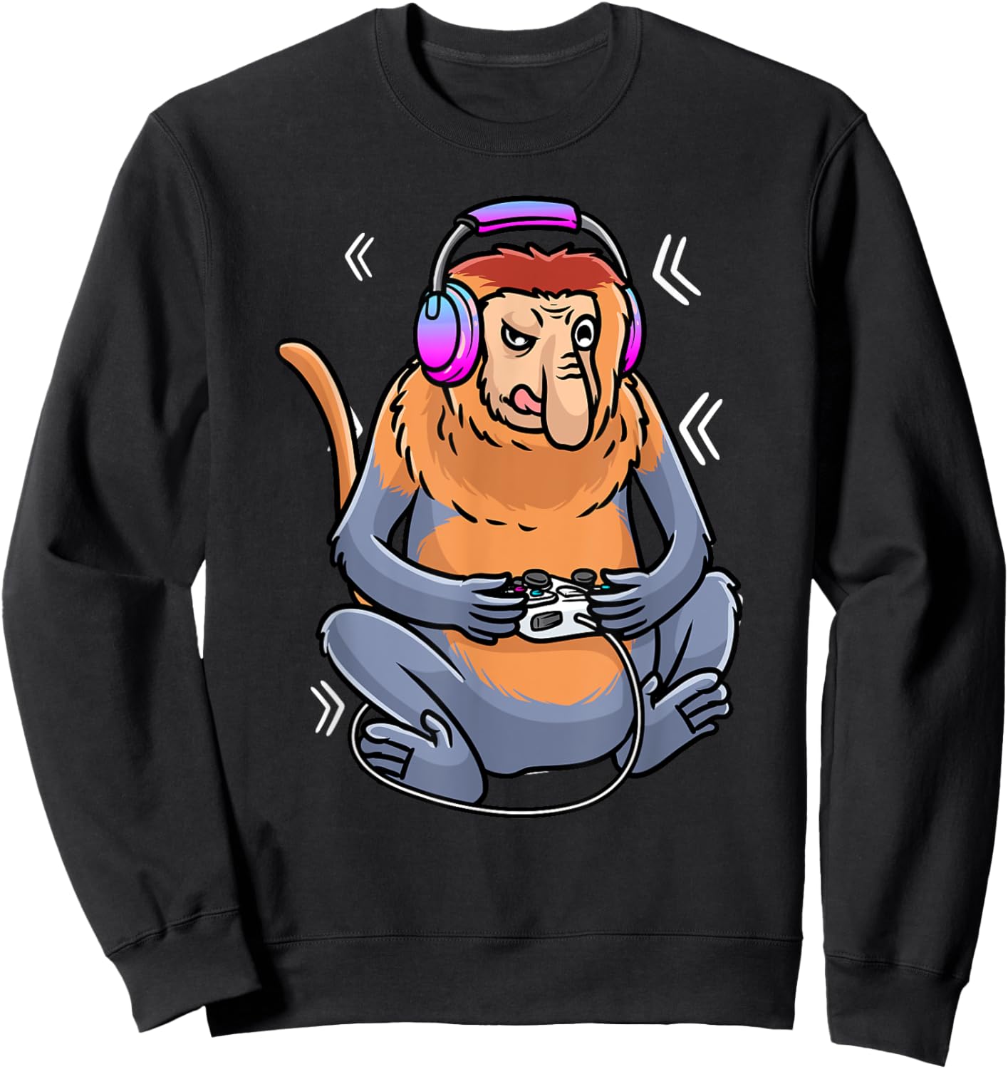 Proboscis Monkey Video Game Gaming Gamer Long-Nosed Monkey Sweatshirt - Sweatshirt | Black
