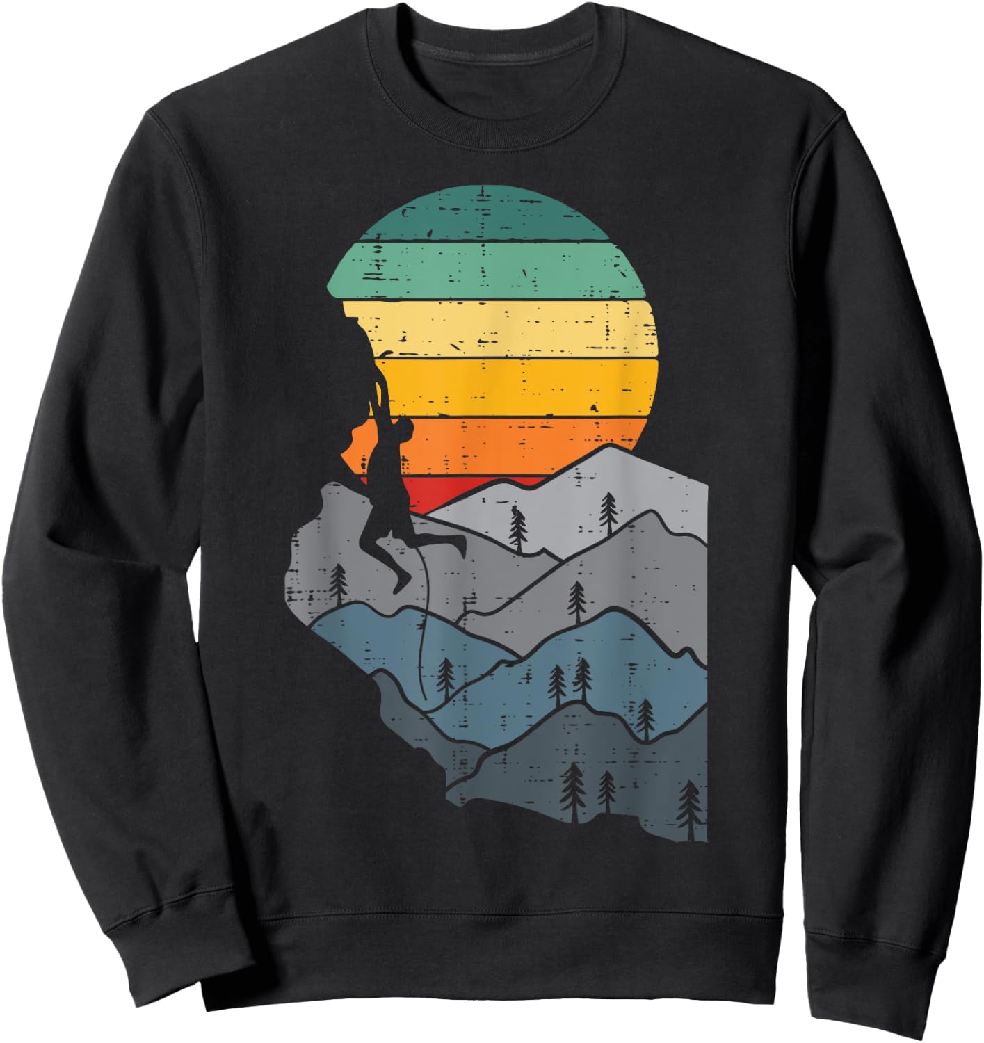 Mountain Climbing Retro Climber Mountaineer Men Women Kids Sweatshirt - Sweatshirt | Black