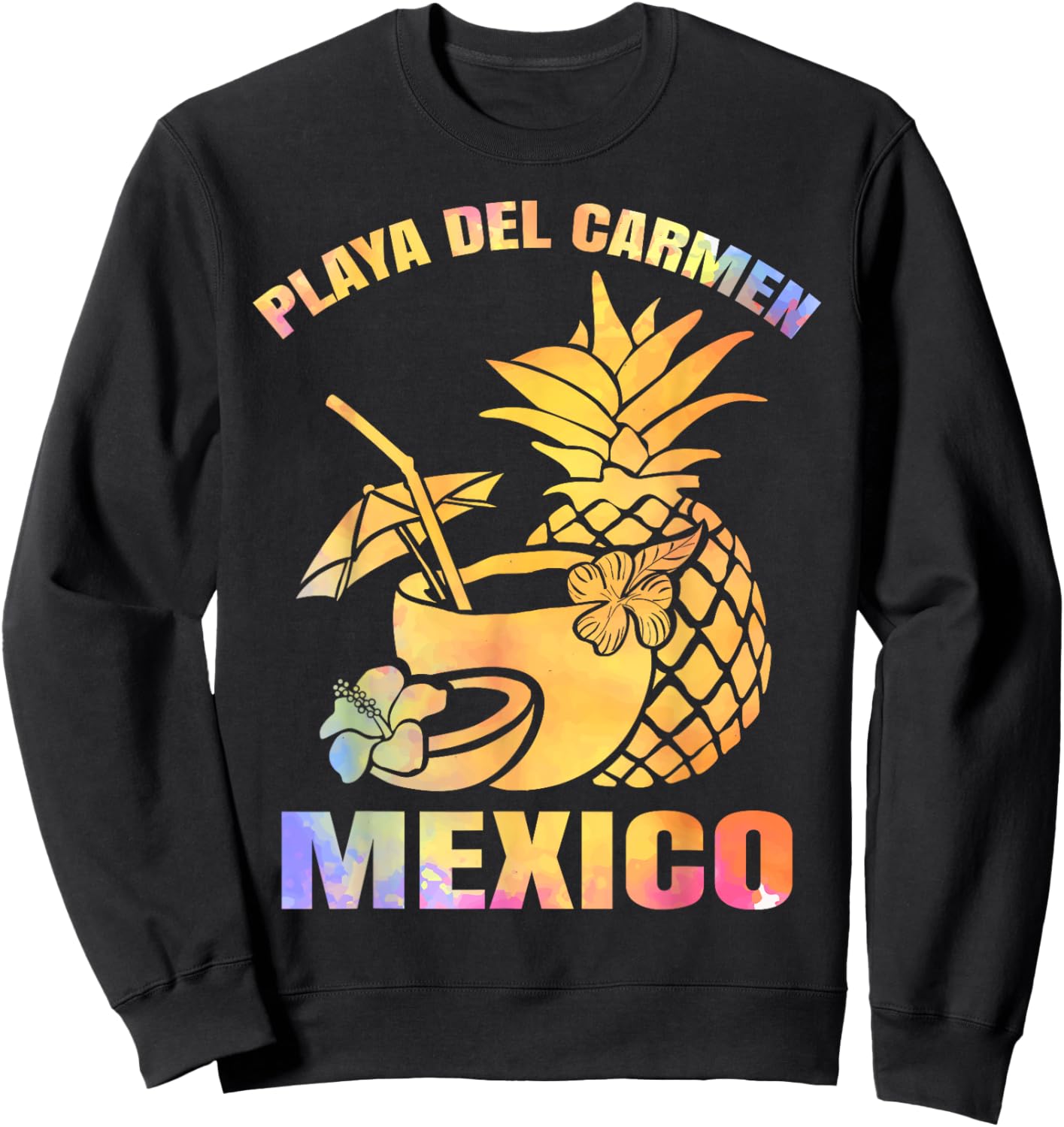 Summer Vacation Retro Sunset Mexico Playa Del Carmen Beach Sweatshirt - Sweatshirt | Black