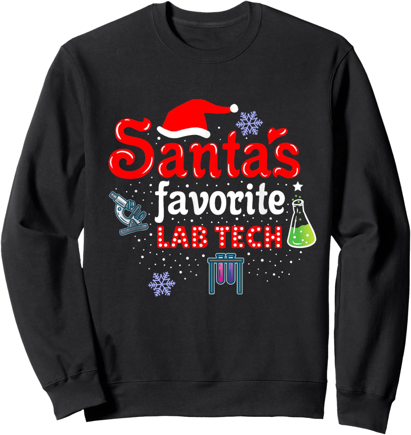 Santas Favorite Lab Tech Christmas Sweatshirt - Sweatshirt | Black