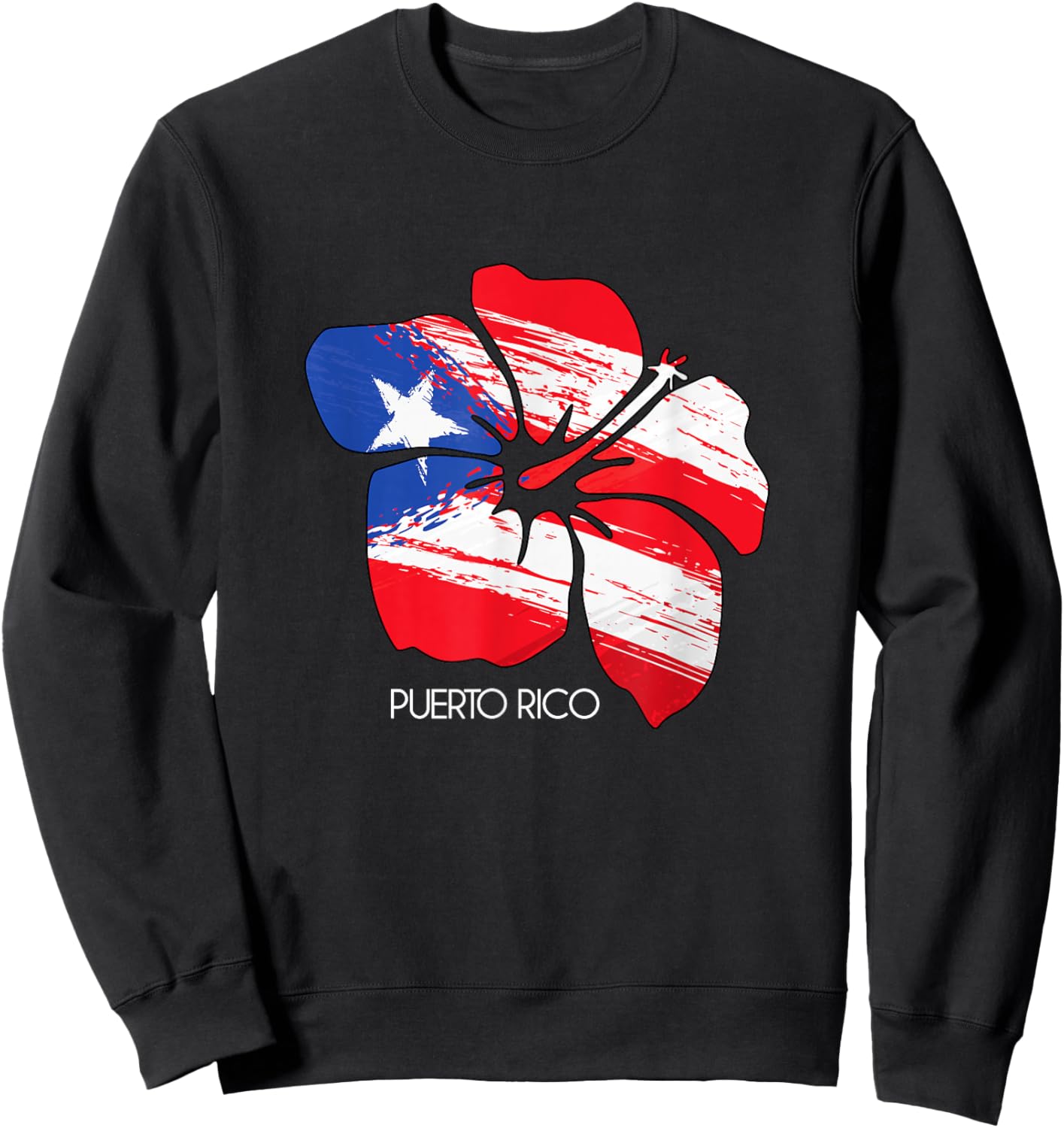 Puerto Rico Culture Roots Amapola Boricua Flag Sweatshirt - Sweatshirt | Black