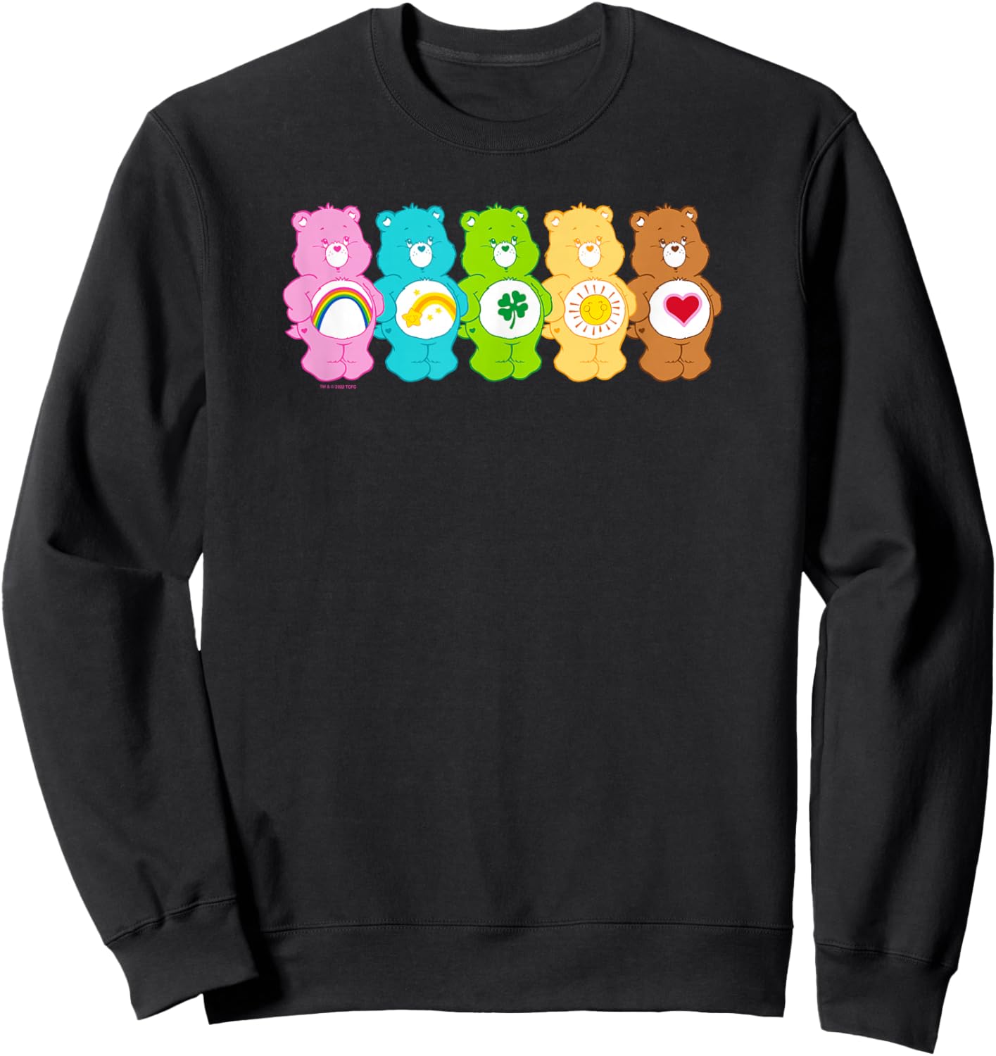 Care Bears Vintage Classic Rainbow Bears Group Line Up Sweatshirt - Sweatshirt | Black