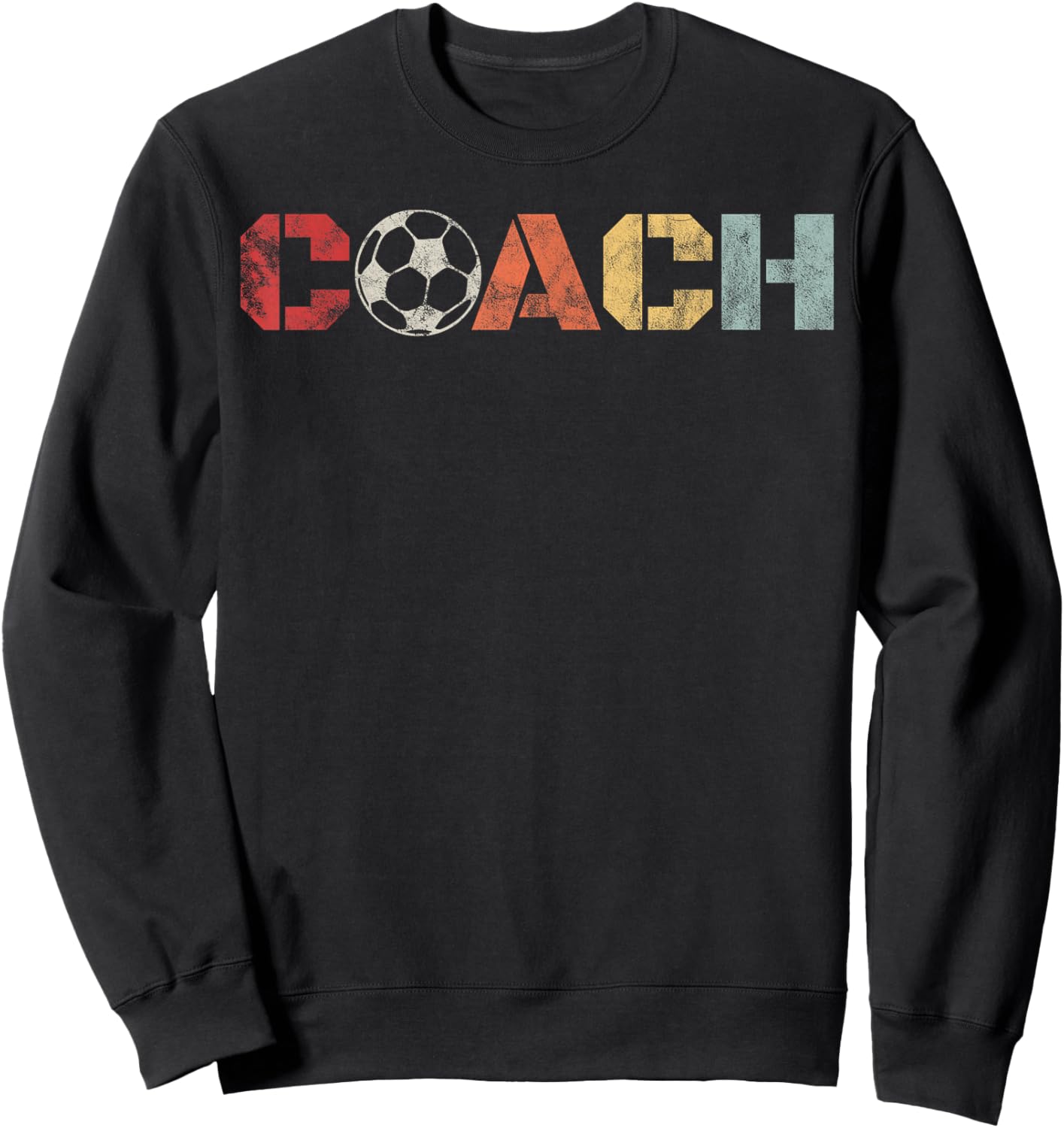 Soccer Coach Retro Vintage Instructional Soccer Ball Staff Sweatshirt - Sweatshirt | Black