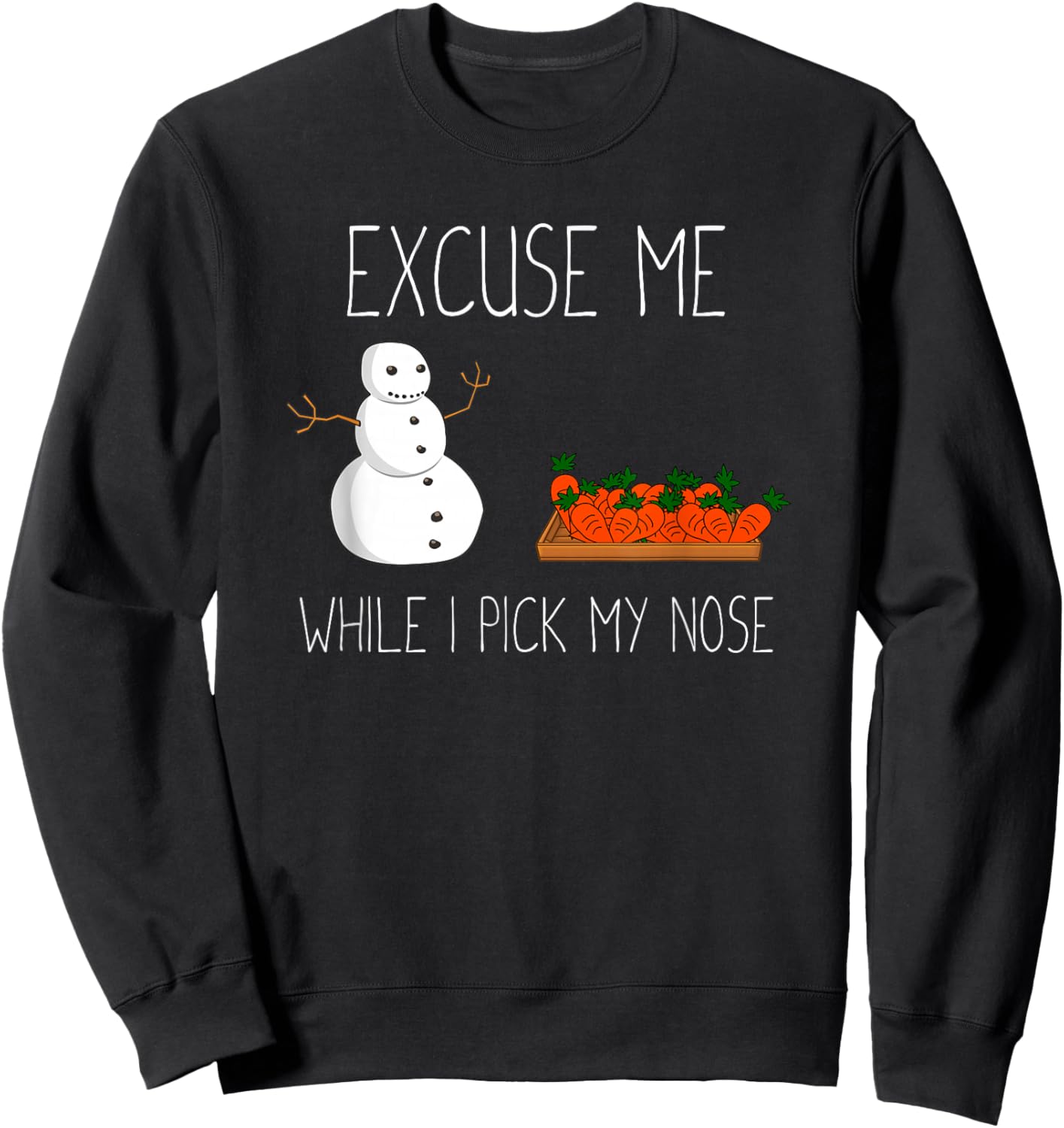 Snowman Picking Nose. Funny Christmas Pun. Boys Men Xmas Sweatshirt - Sweatshirt | Black