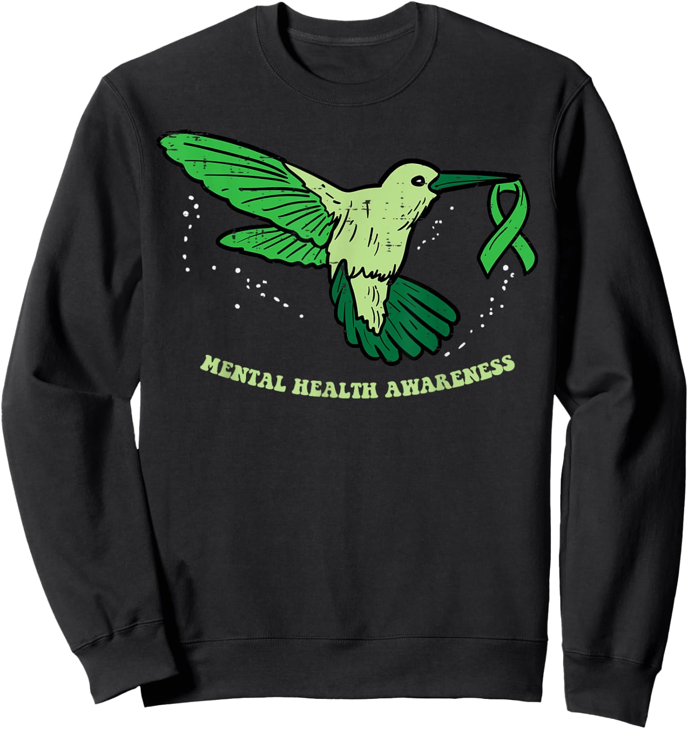 Mental Health Ribbon Bird Aware Hummingbird Men Women Kids Sweatshirt - Sweatshirt | Black