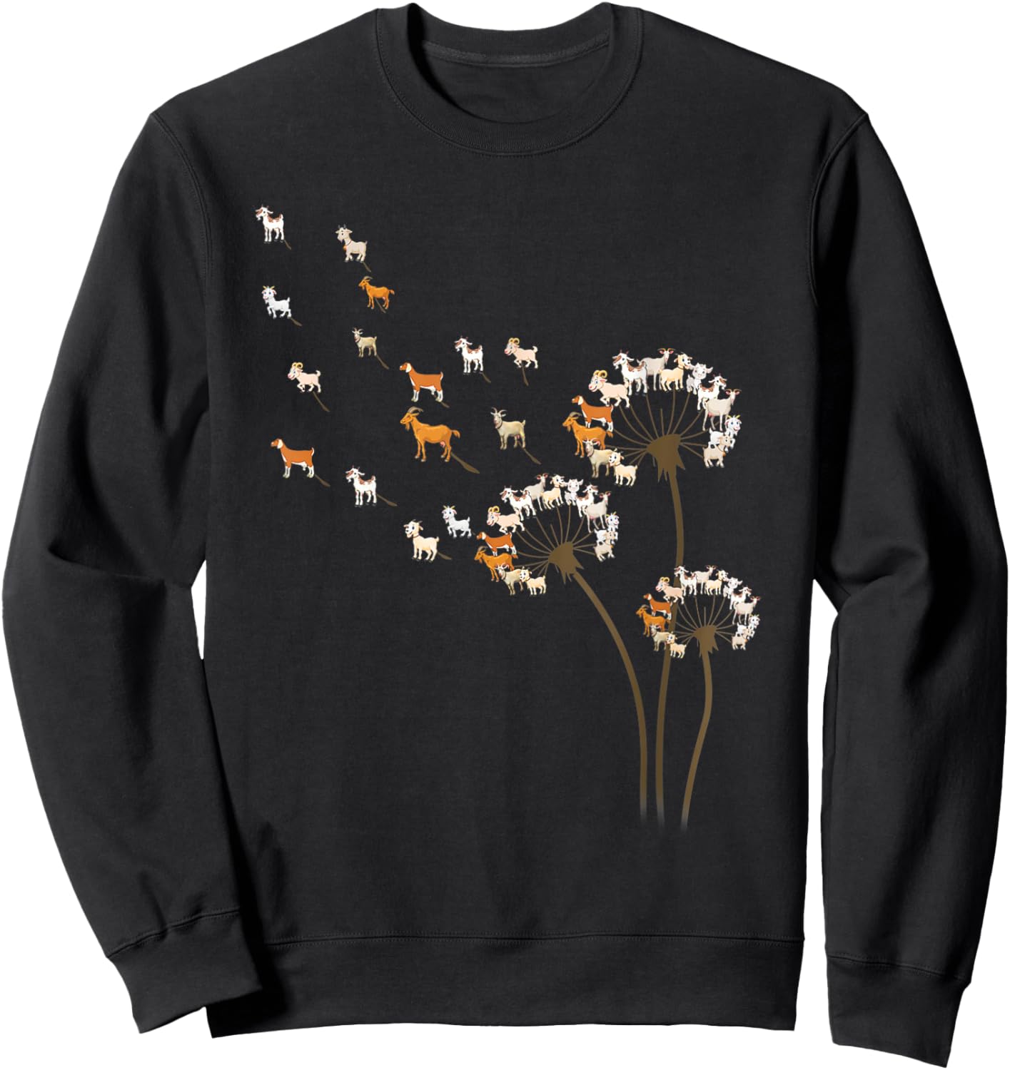 Animal Lover Gifts Goat Dandelion Flower Women Sweatshirt - Sweatshirt | Black