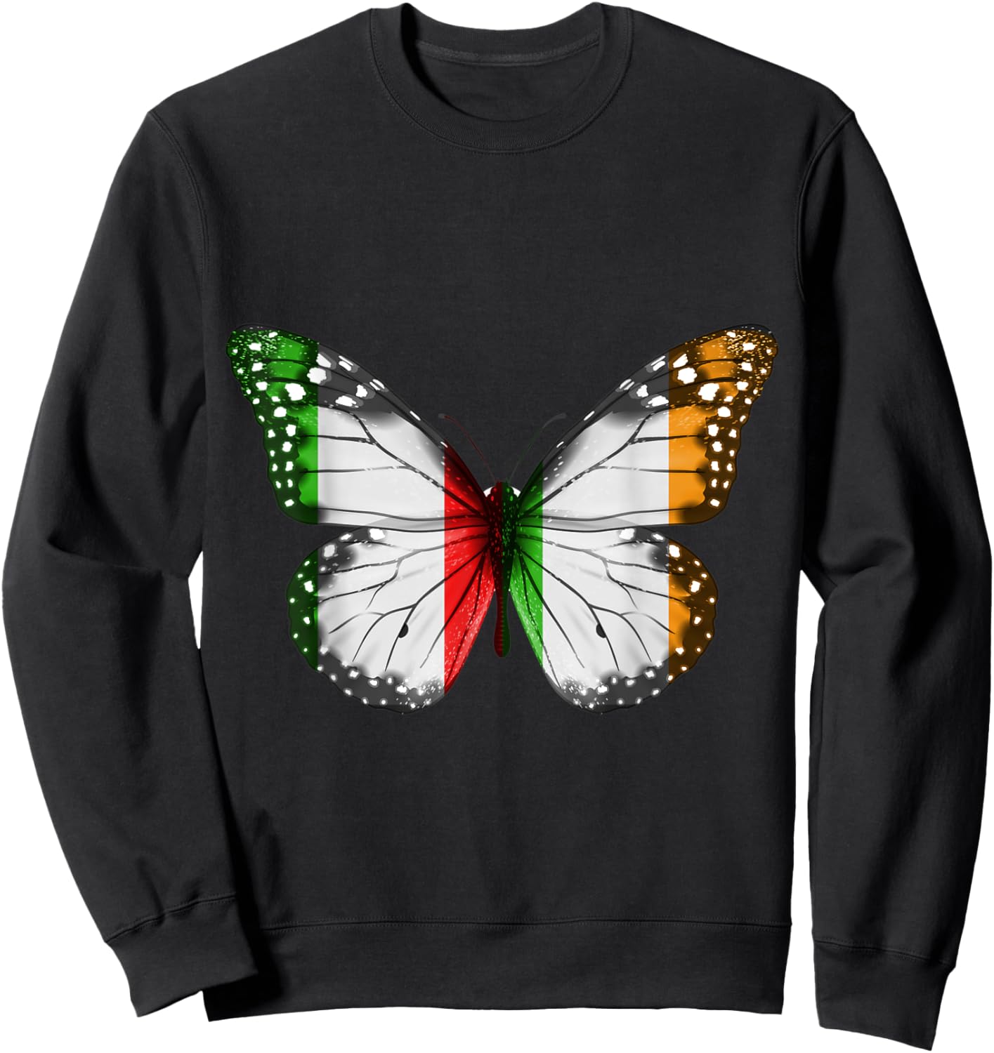 Italian Irish Flag Butterfly Sweatshirt - Sweatshirt | Black