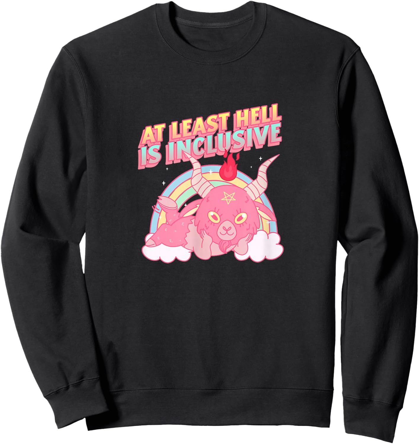 At Least Hell is Inclusive Cute Pink Baby Baphomet Sweatshirt - Sweatshirt | Black
