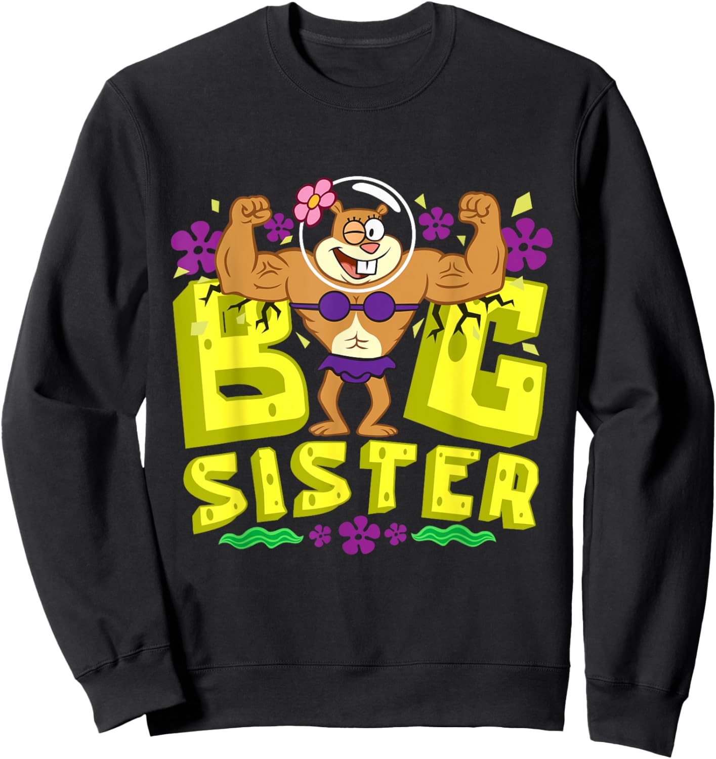 Mademark x SpongeBob SquarePants - SpongeBob SquarePants Big Sister Strong Sister Women Girls Sweatshirt - Sweatshirt | Black