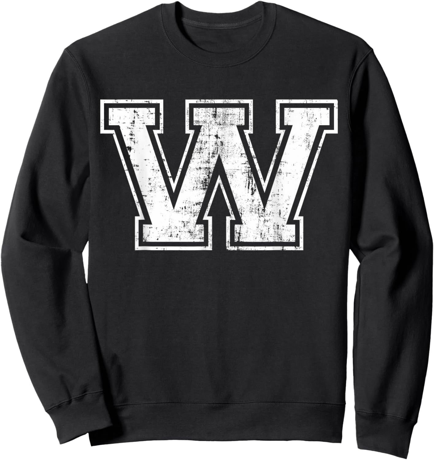 Letter W Uppercase Alphabet Initial School College Varsity Sweatshirt - Sweatshirt | Black