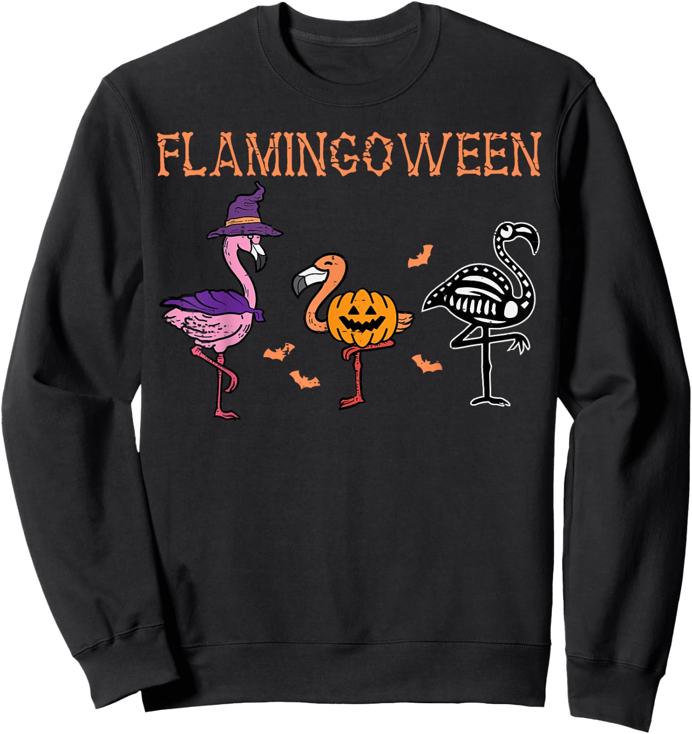 Halloween Flamingo Flamingoween Funny Costume Women Men Kids Sweatshirt - Sweatshirt | Black