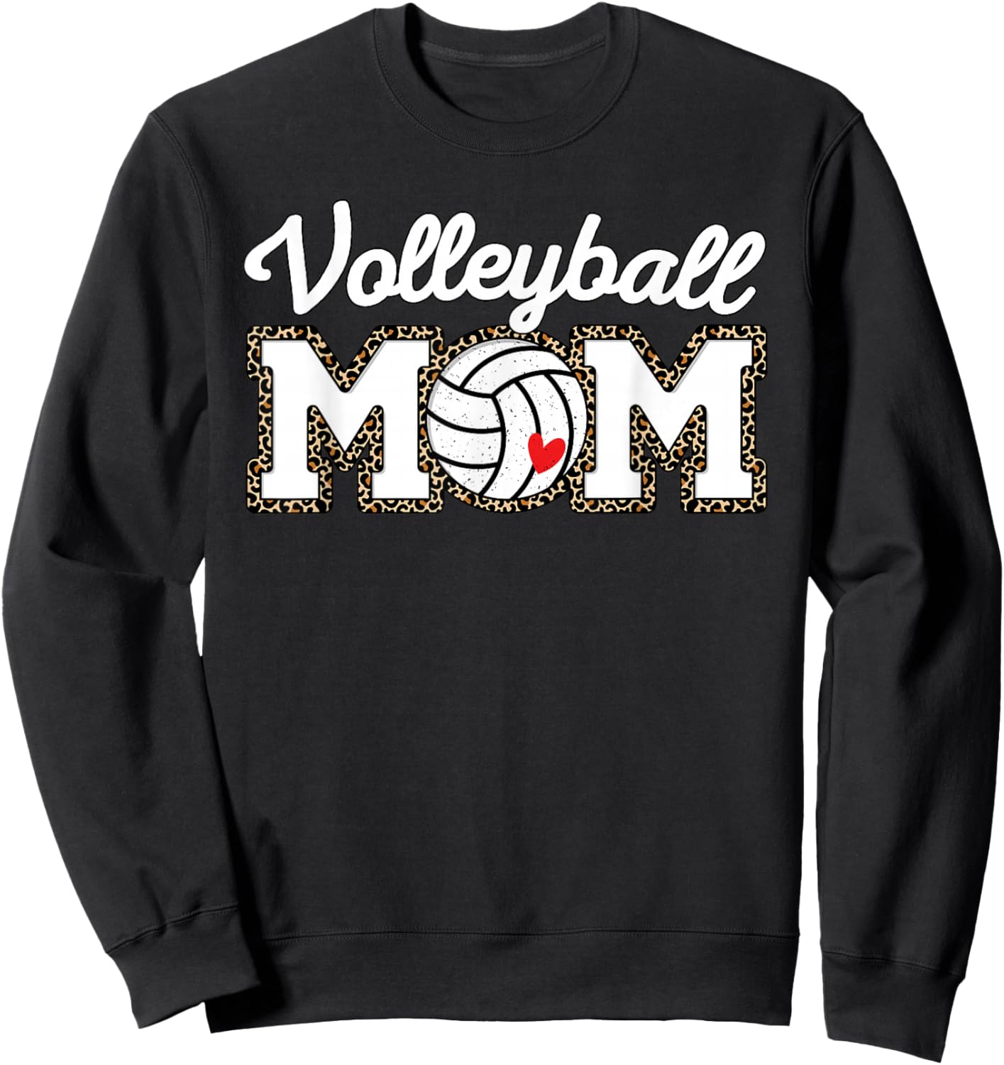Cute Volleyball Mom Leopard Print Sweatshirt - Sweatshirt | Black