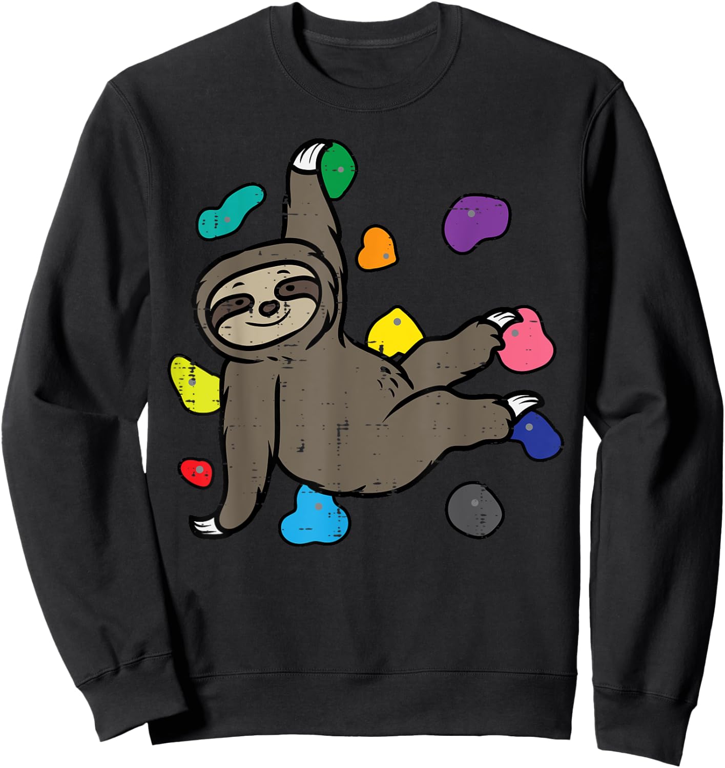 Rock Climbing Sloth Cute Climber Boys Girls Kids Women Men Sweatshirt - Sweatshirt | Black