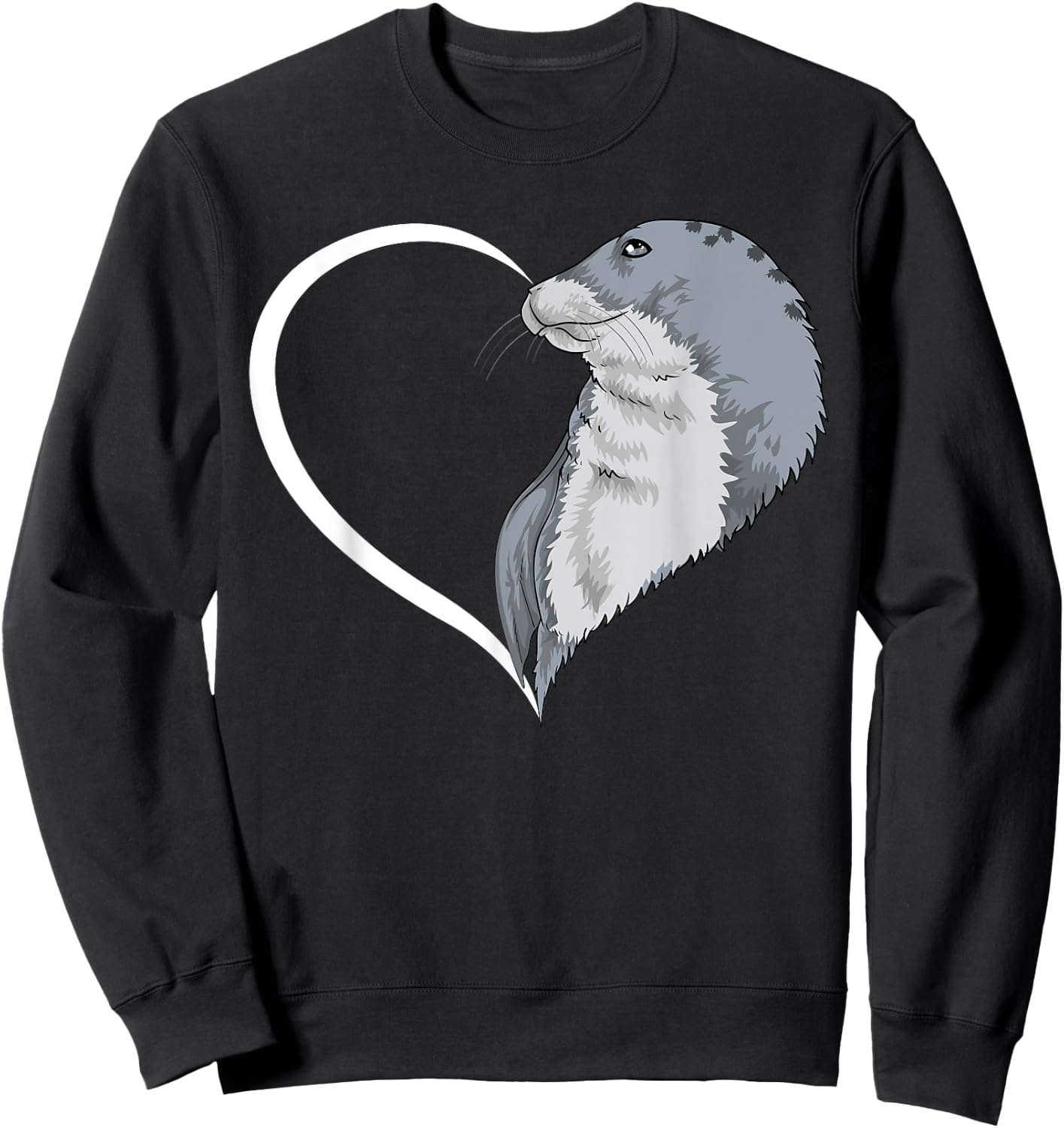 Seal Shirts Girls Kids Heart Cute Seal Sweatshirt - Sweatshirt | Black