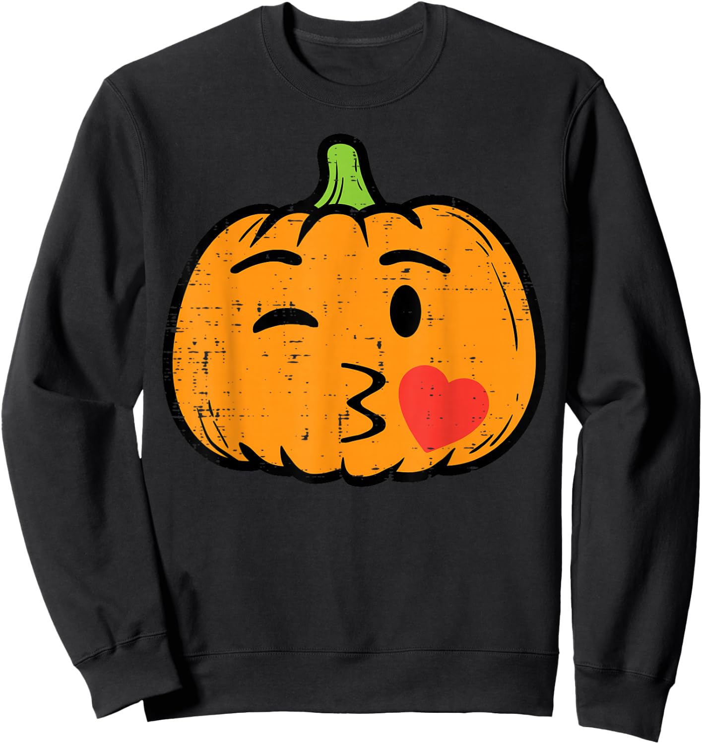 Halloween Pumpkin Face Kiss Cute Costume Girls Kid Women Men Sweatshirt - Sweatshirt | Black