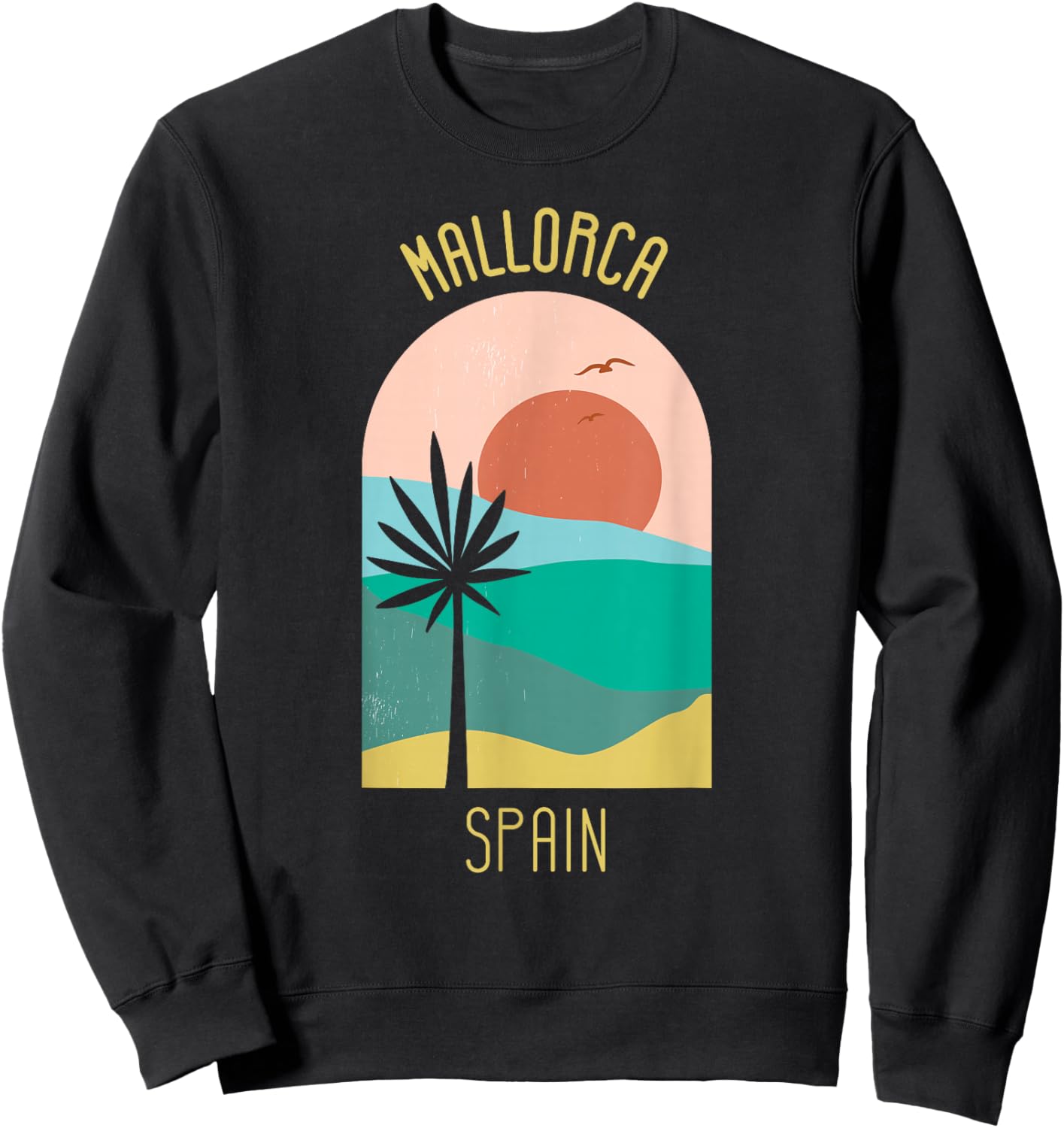 Mallorca Spain - Boho Vintage Vacation Souvenir Sweatshirt - Sweatshirt | Black