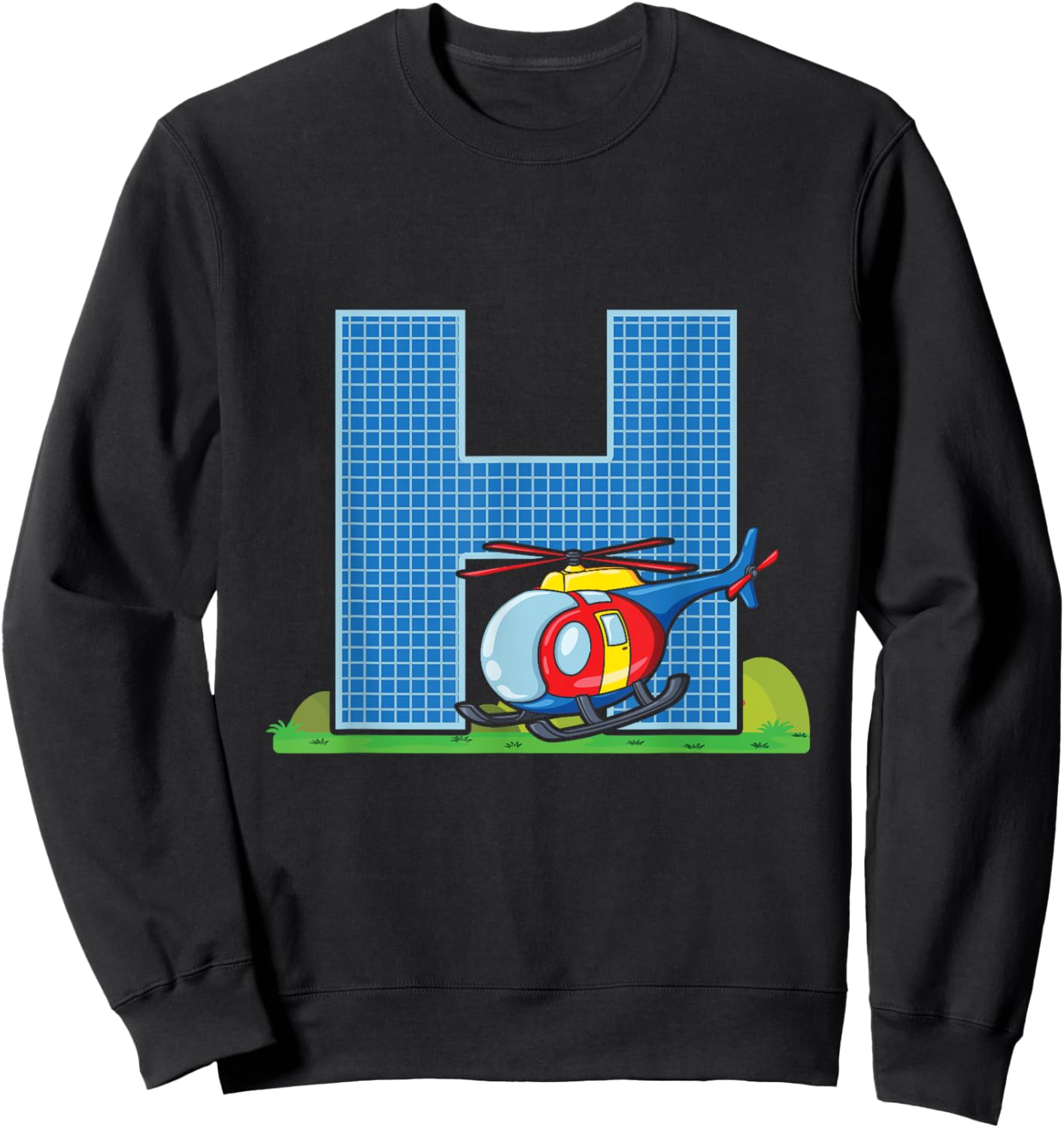 Letter H Helicopter Alphabet Last Name Consonant Initials Sweatshirt - Sweatshirt | Black