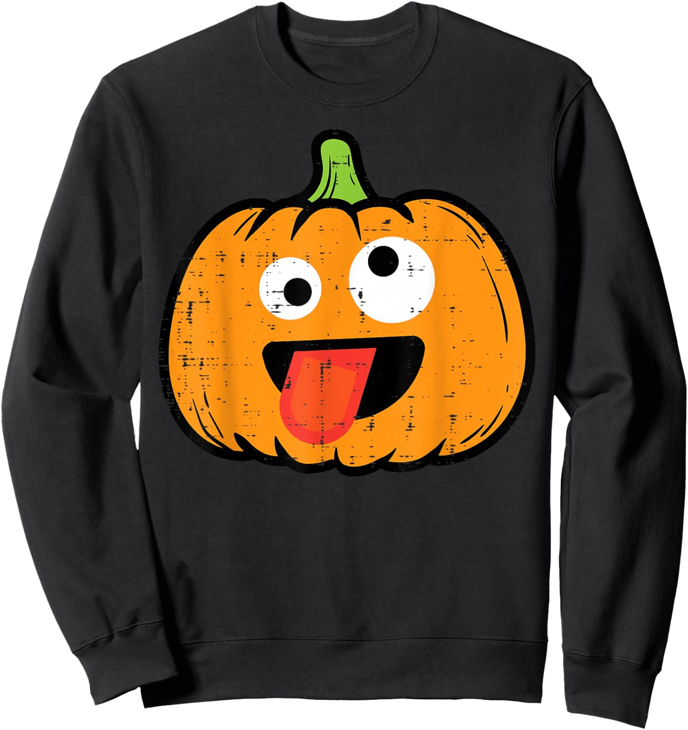 Halloween Pumpkin Tongue Out Face Costume Boy Kids Men Women Sweatshirt - Sweatshirt | Black
