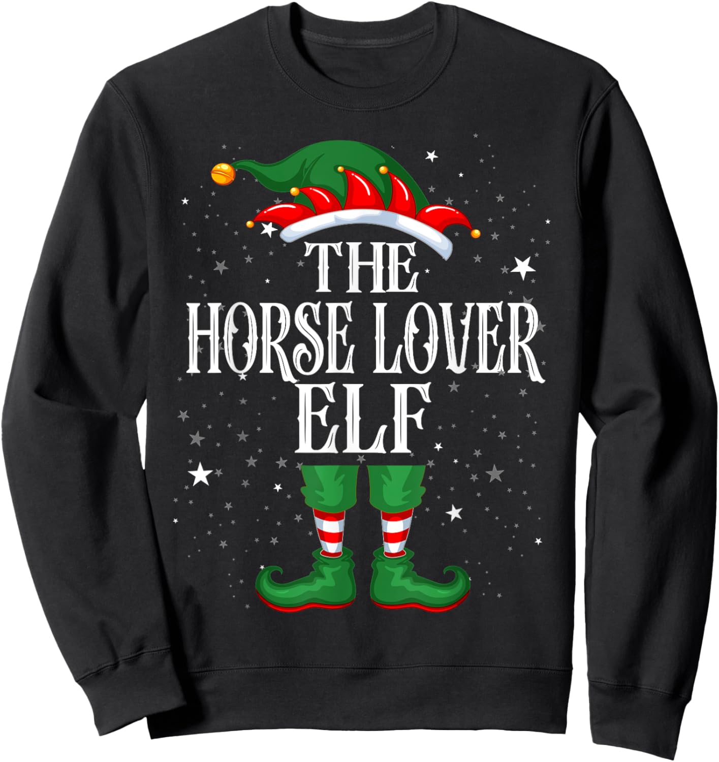 Christmas Elf Matching Family Group Funny Horse Lover Elf Sweatshirt - Sweatshirt | Black
