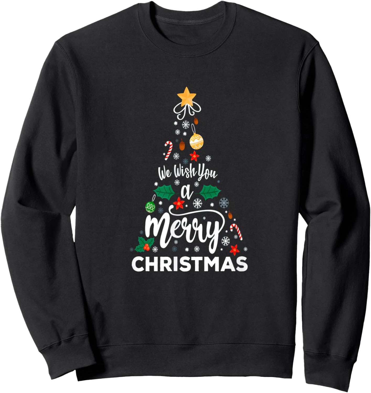 Christmas Elements Tree - We Wish you a Merry Christmas Sweatshirt - Sweatshirt | Black