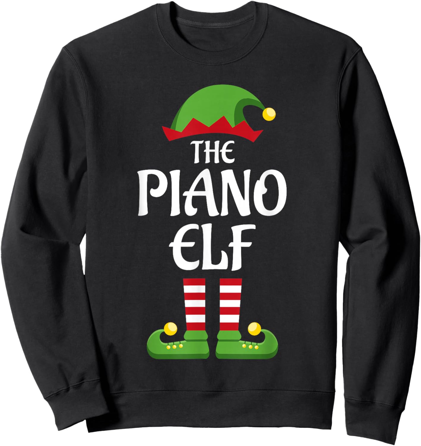 Piano Elf Family Matching Group Christmas Sweatshirt - Sweatshirt | Black