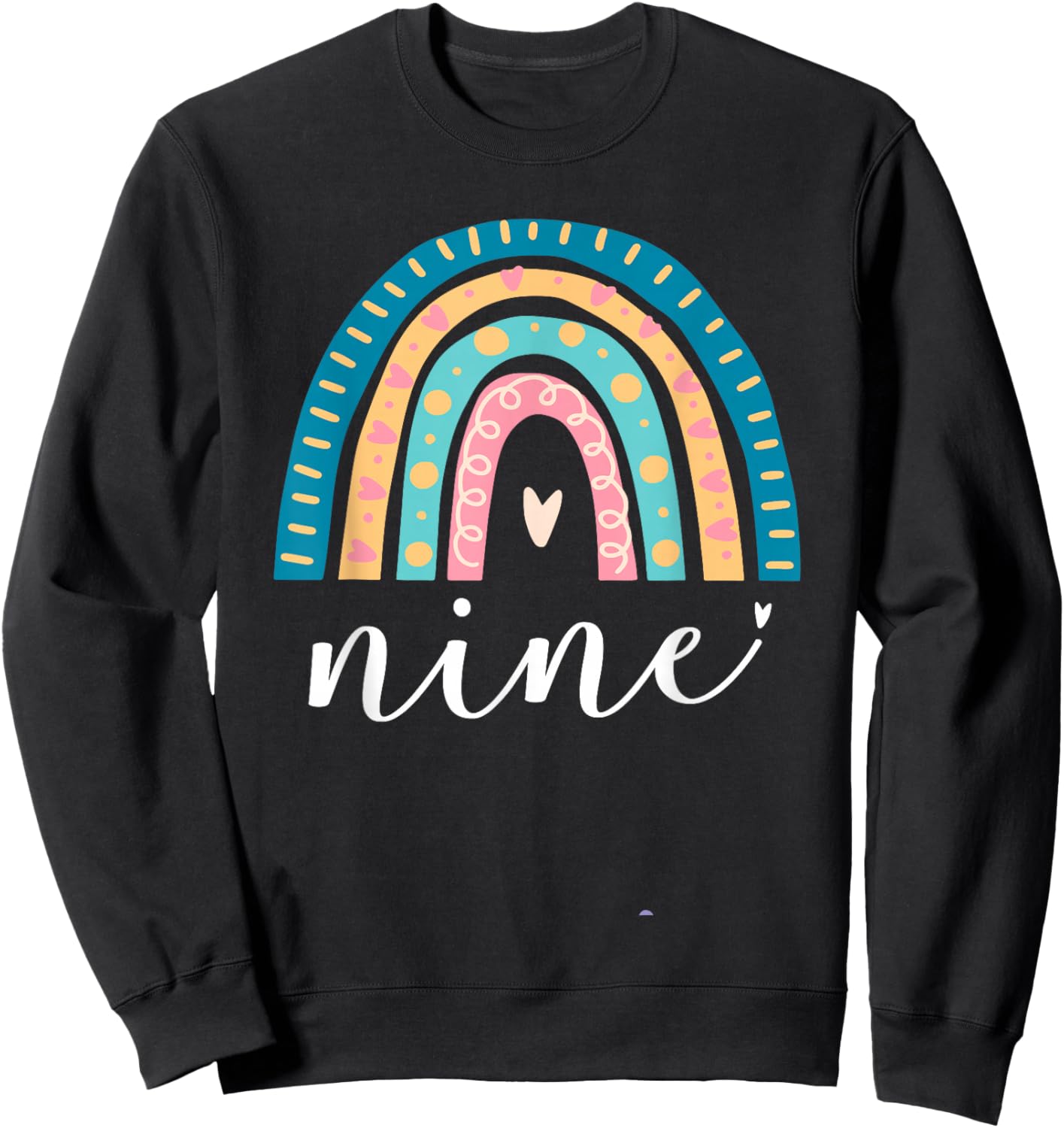 Nine Year Old Rainbow 9th Birthday Gifts For Girls 9 Bday Sweatshirt - Sweatshirt | Black
