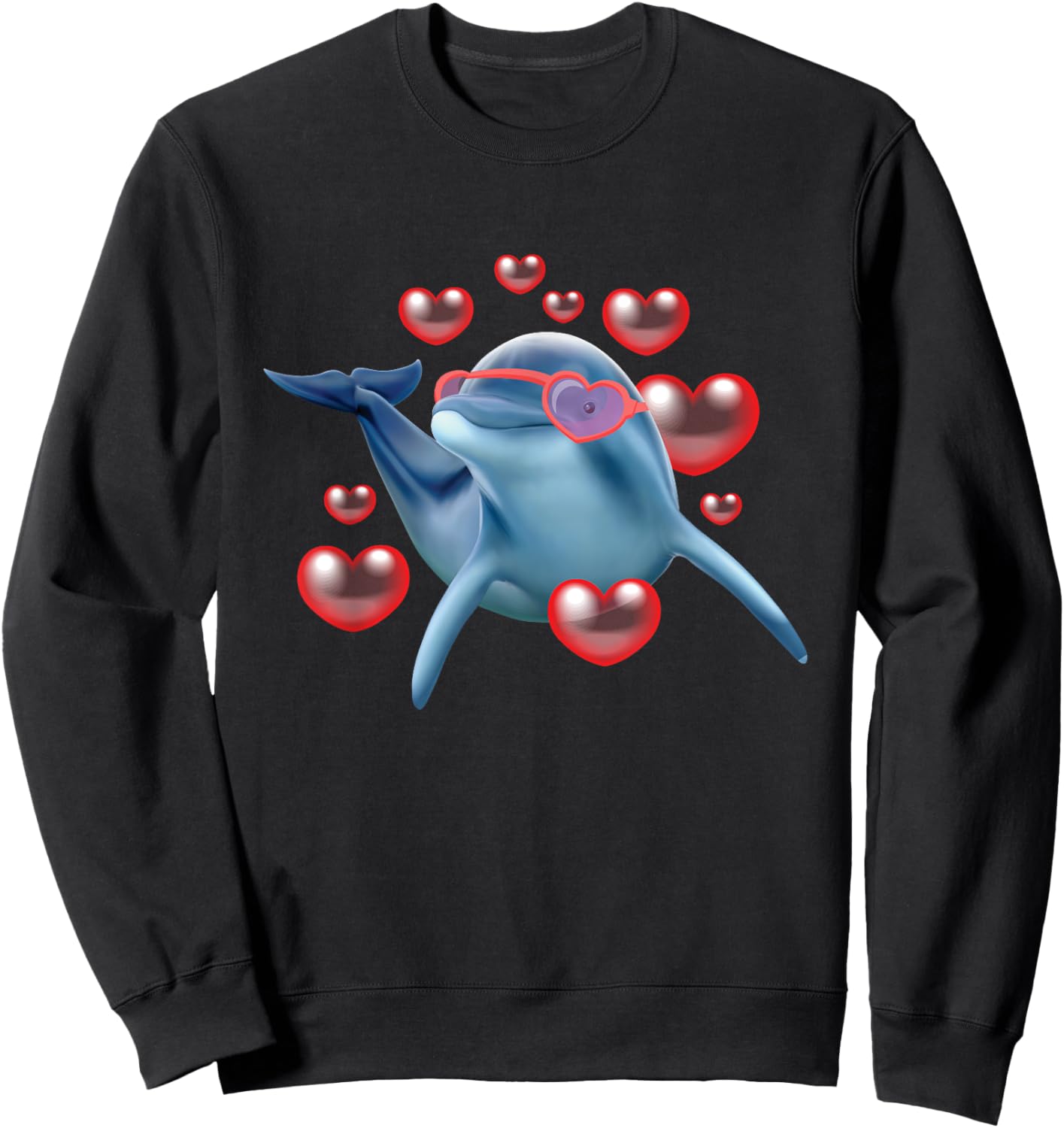 Dolphin In Love - Sea Animal Lover Marine Biologist Sweatshirt - Sweatshirt | Black