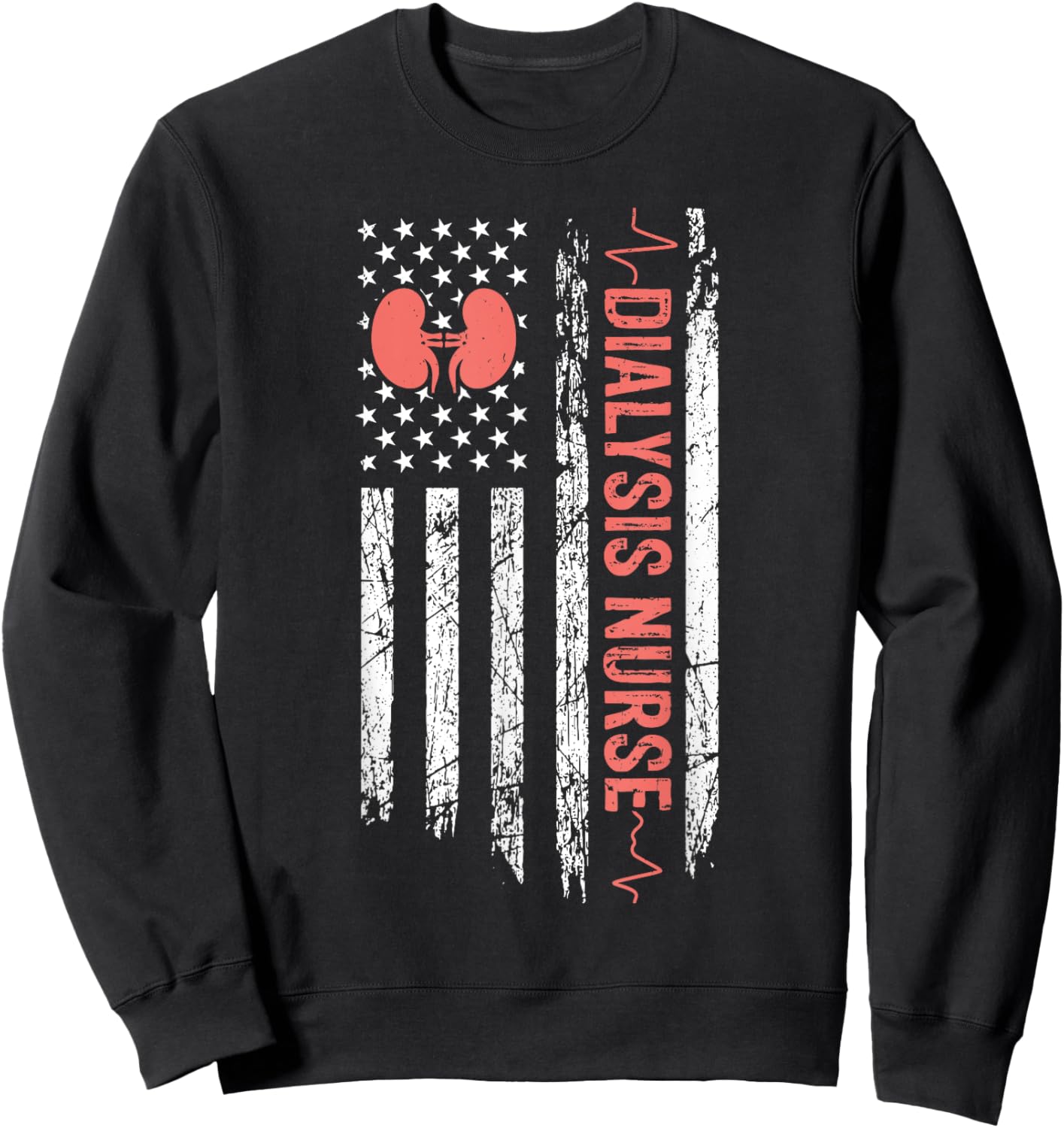 USA Flag Dialysis Nurse - RN Patriotic Nephrology Nurse Men Sweatshirt - Sweatshirt | Black