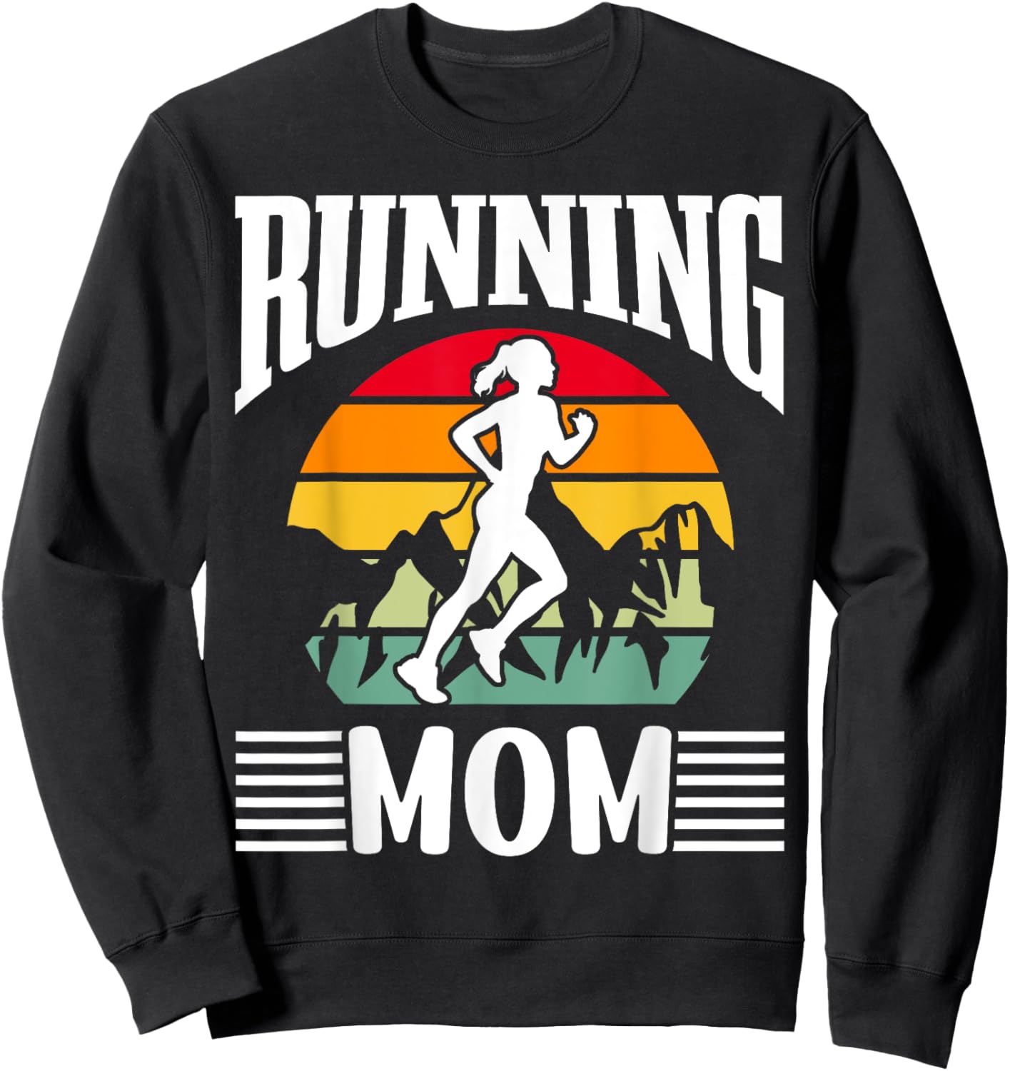 Running Mom Jogging Mother Runner Mommy Mama Mother's Day Sweatshirt - Sweatshirt | Black