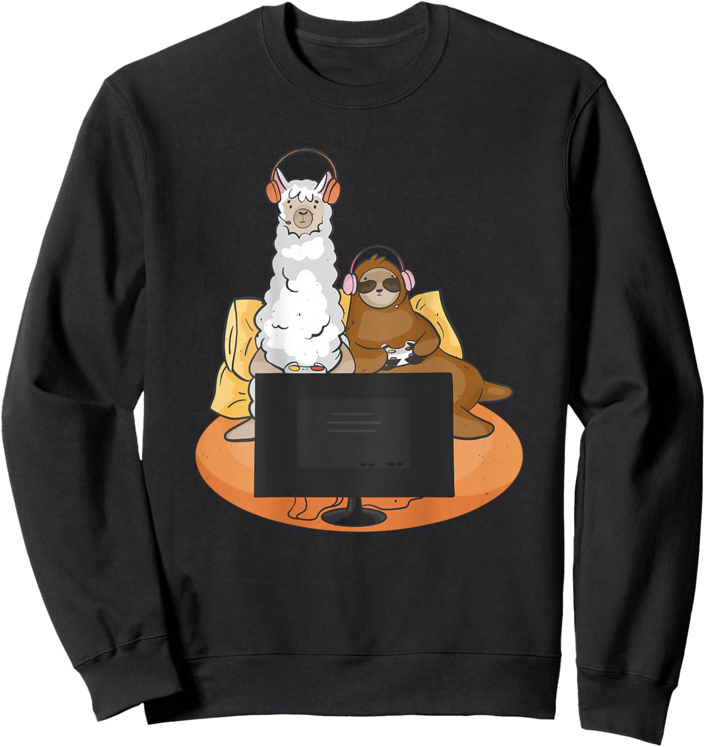Fun sloth and llama playing Sweatshirt - Sweatshirt | Black