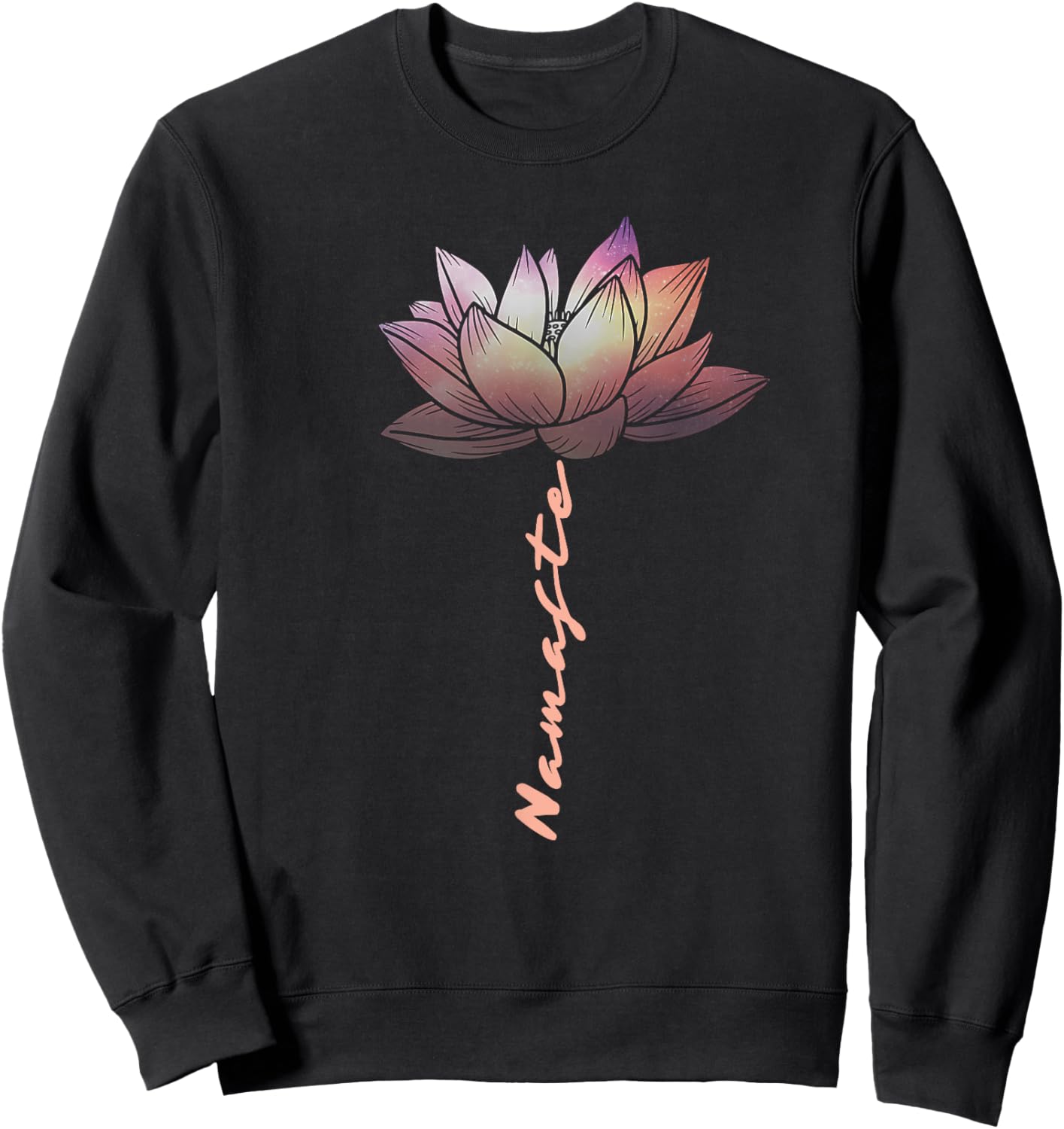 Lotus Fun Watercolor Namaste Lotus Flower Spiritual Yoga Med Sweatshirt - Sweatshirt | Black